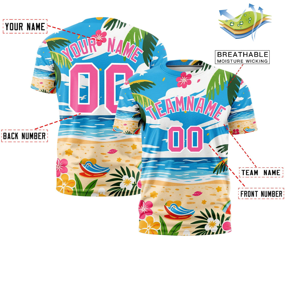 Custom Pink White Graffiti Pattern Hawaiian Style T-shirt| KXKSHOP