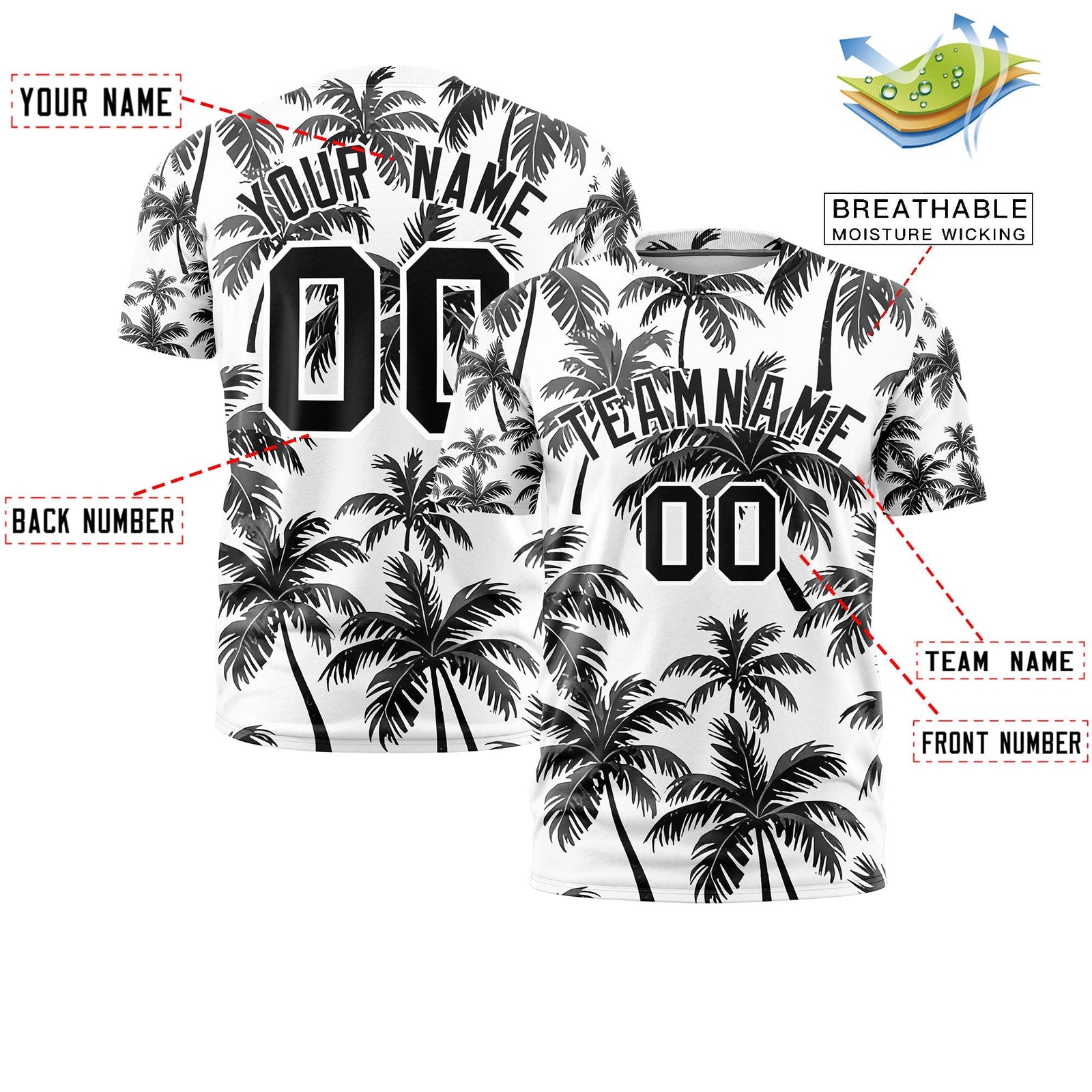 Custom Black White Graffiti Pattern Hawaiian Style T-shirt| KXKSHOP