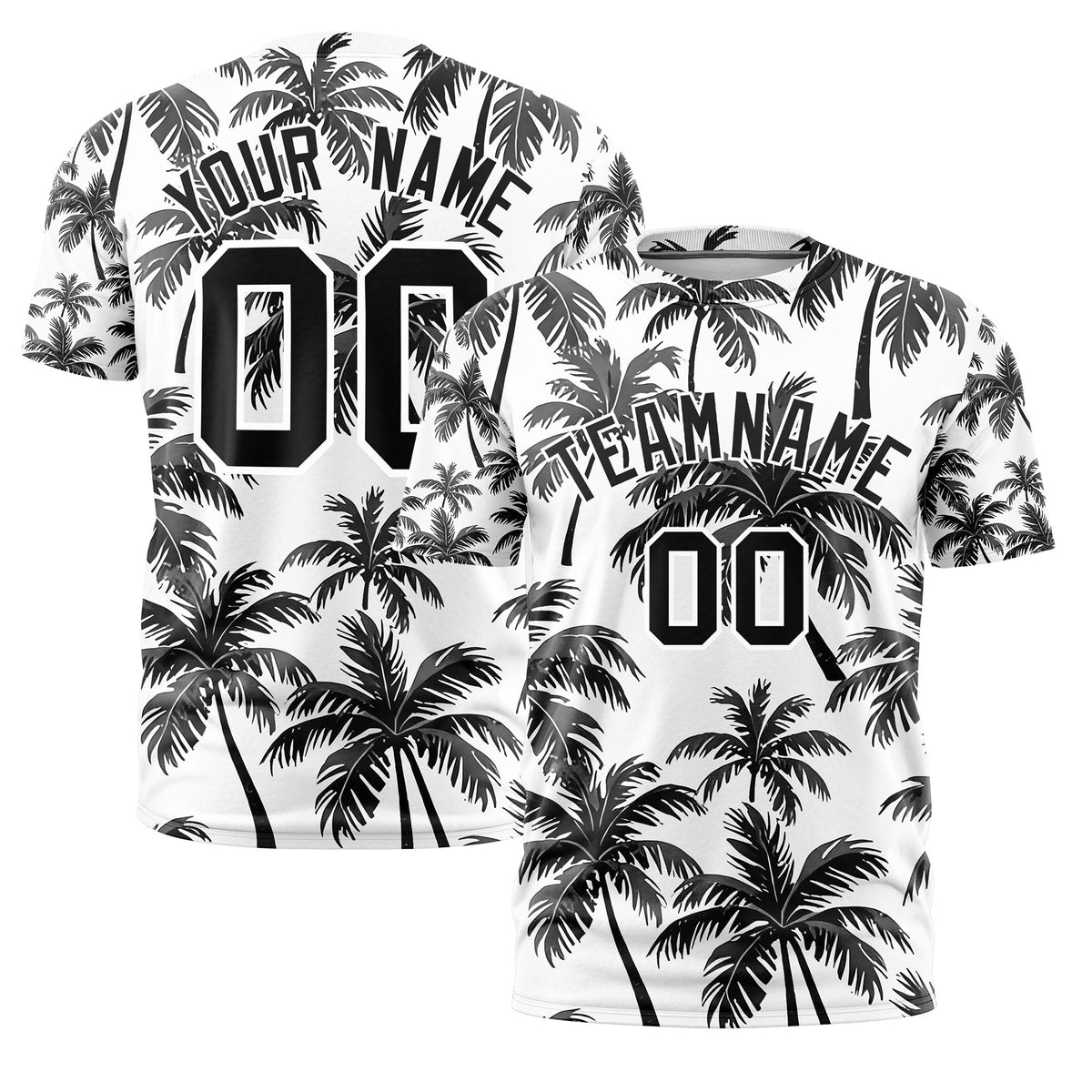 Custom Black White Graffiti Pattern Hawaiian Style T-shirt| KXKSHOP