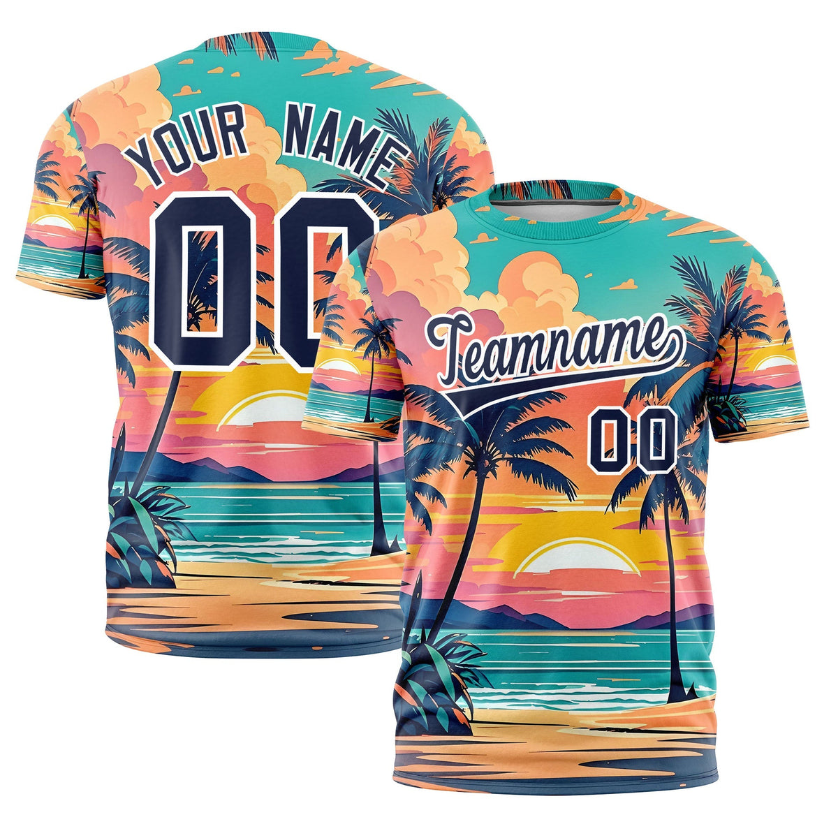 Custom Navy White Graffiti Pattern Hawaiian Style T-shirt| KXKSHOP