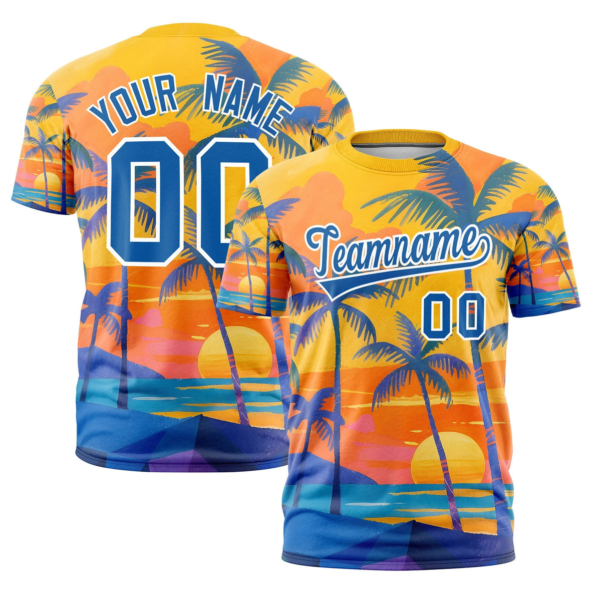 Custom Royal White Graffiti Pattern Hawaiian Style T-shirt| KXKSHOP