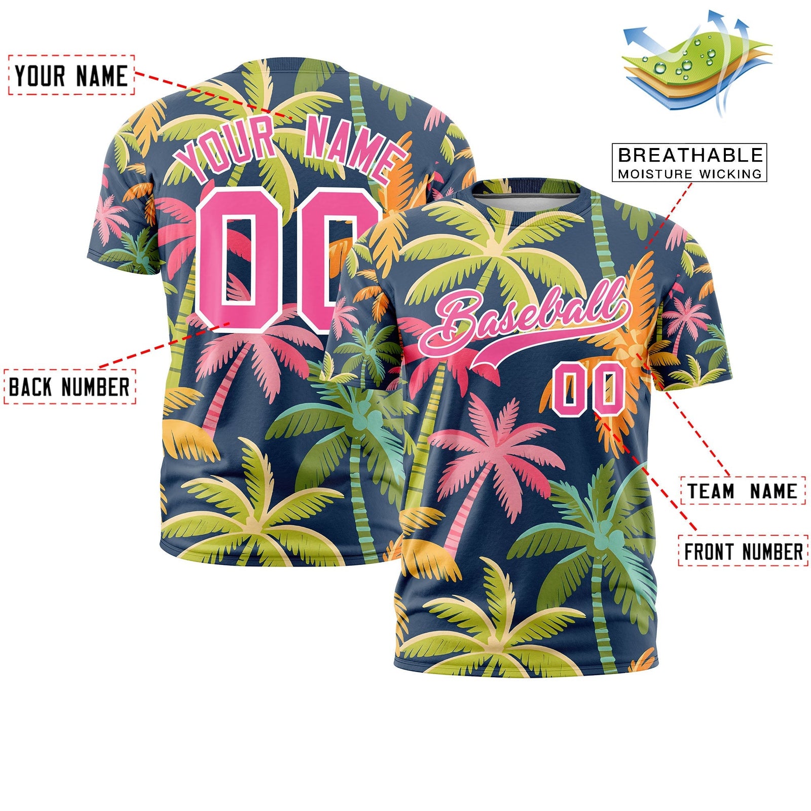 Custom Pink White Graffiti Pattern Hawaiian Style T-shirt| KXKSHOP