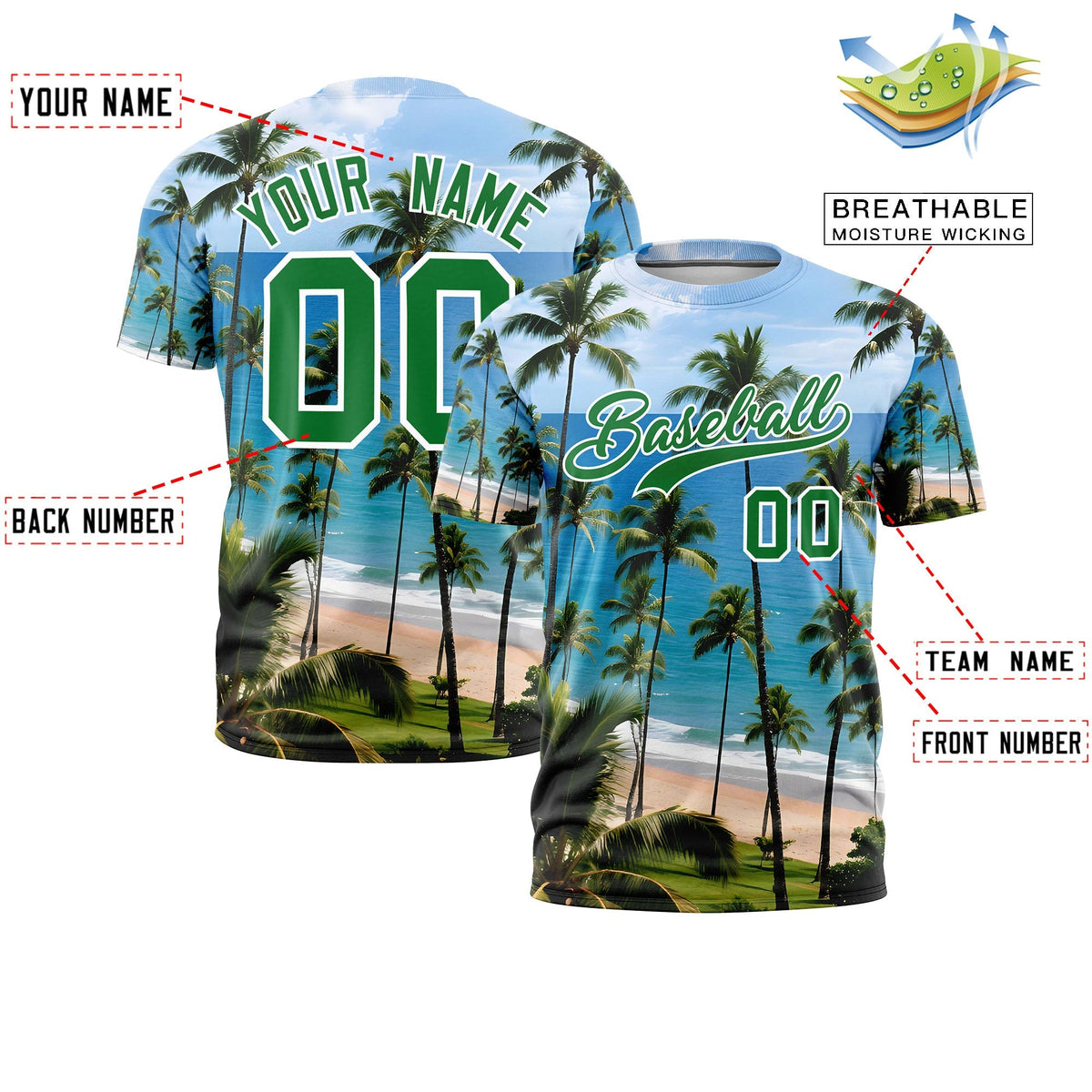 Custom Kelly Green White Graffiti Pattern Hawaiian Style T-shirt| KXKSHOP