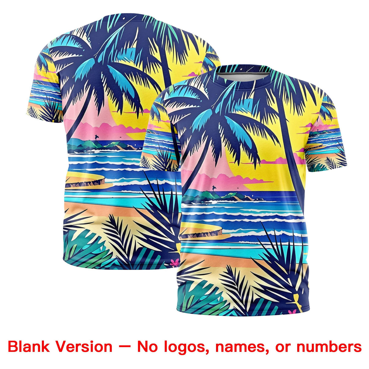 Custom Royal Blue White Graffiti Pattern Hawaiian Style T-shirt| KXKSHOP