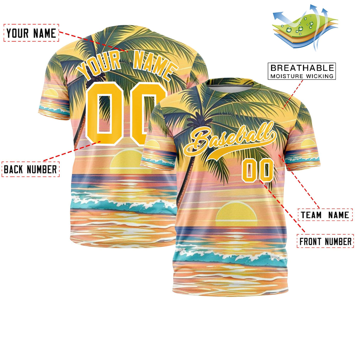 Custom Yellow White Graffiti Pattern Hawaiian Style T-shirt| KXKSHOP