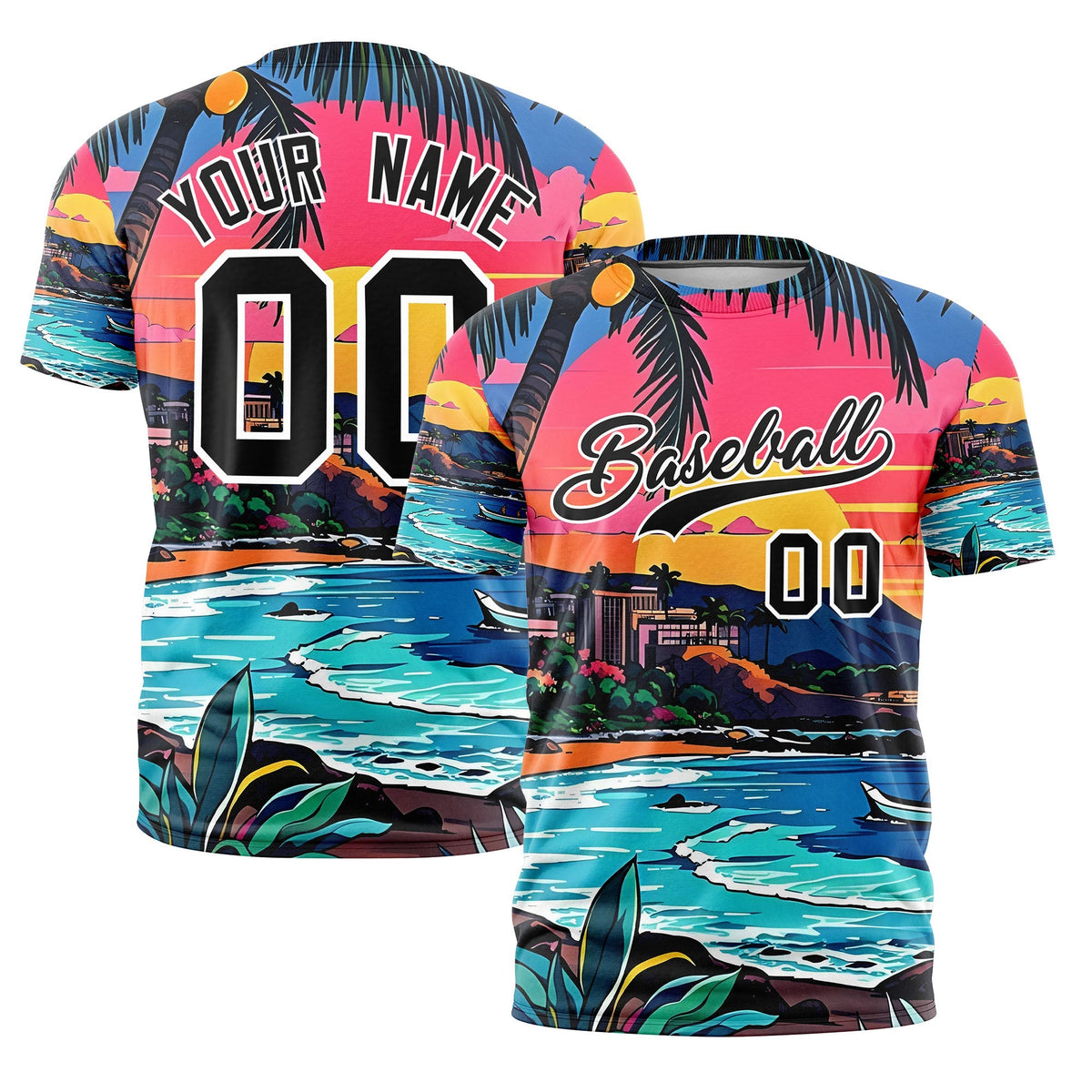 Custom Black White Graffiti Pattern Hawaiian Style T-shirt| KXKSHOP