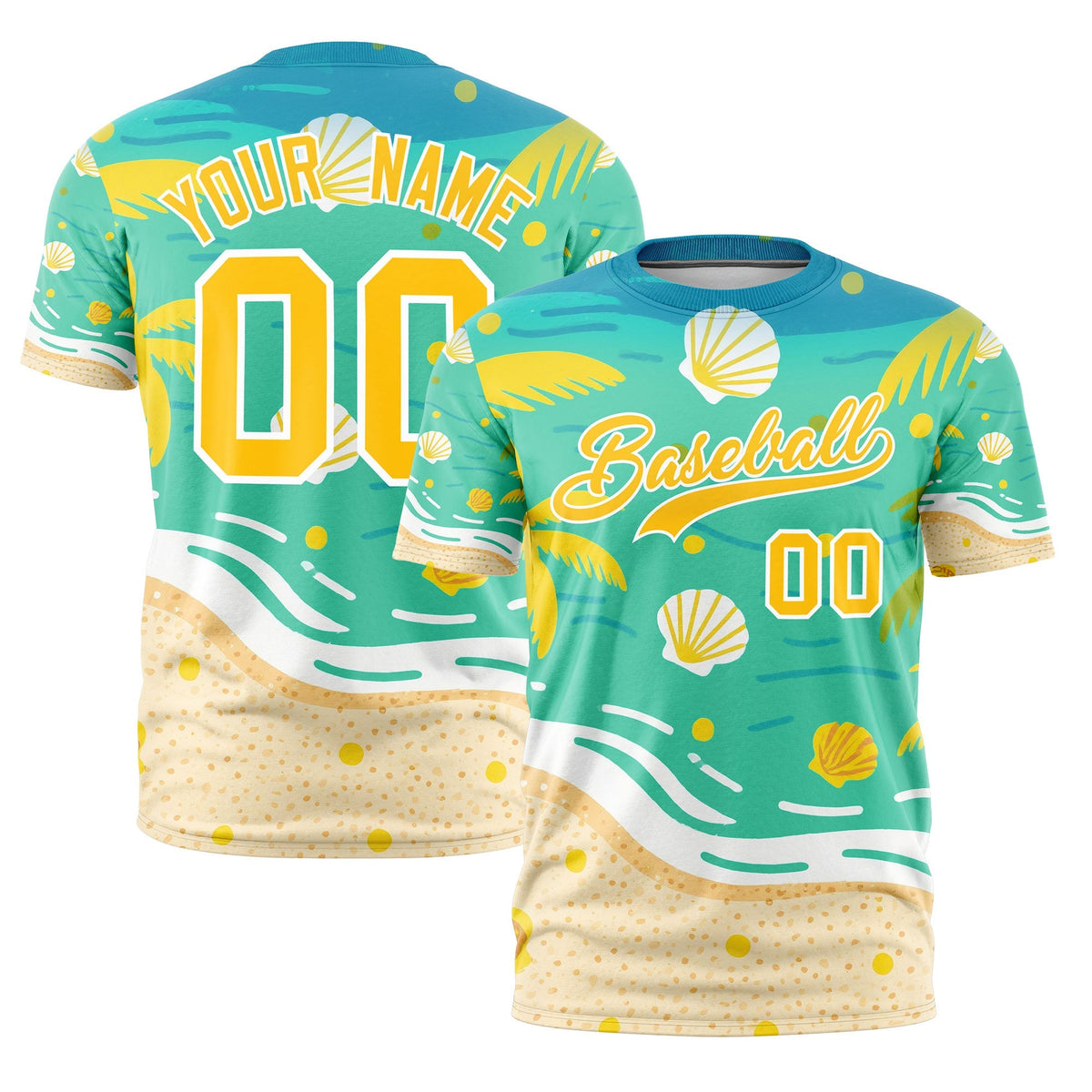 Custom Yellow White Graffiti Pattern Hawaiian Style T-shirt| KXKSHOP