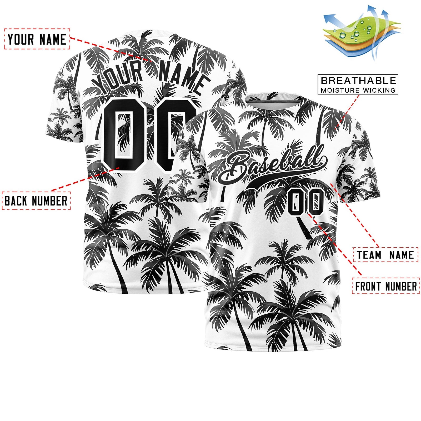 Custom Black White Graffiti Pattern Hawaiian Style T-shirt| KXKSHOP