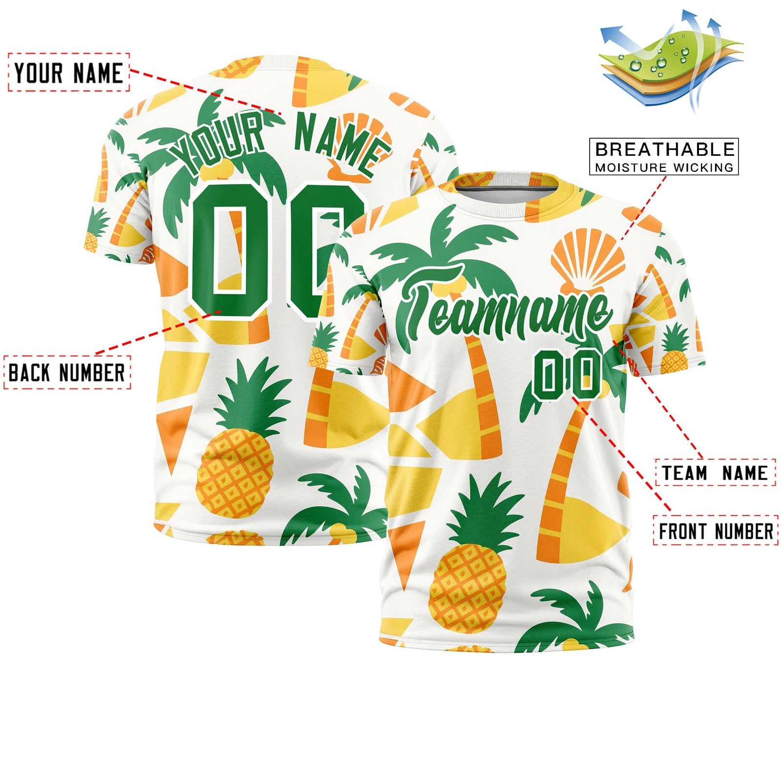 Custom Kelly Green White Graffiti Pattern Hawaiian Style T-shirt| KXKSHOP