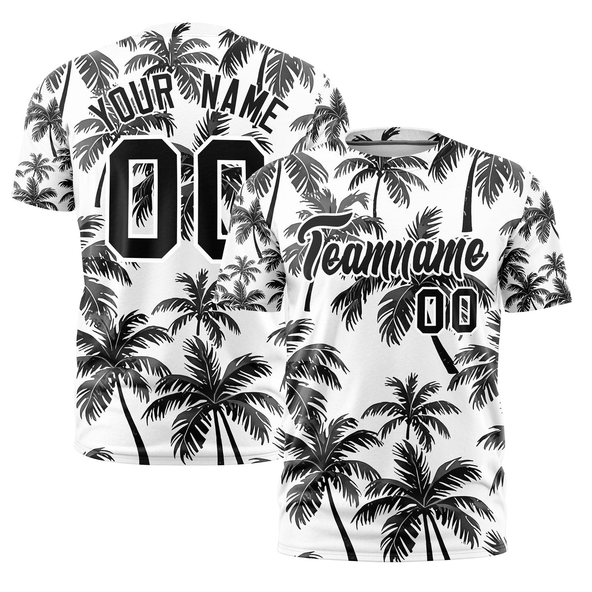 Custom Black White Graffiti Pattern Hawaiian Style T-shirt| KXKSHOP