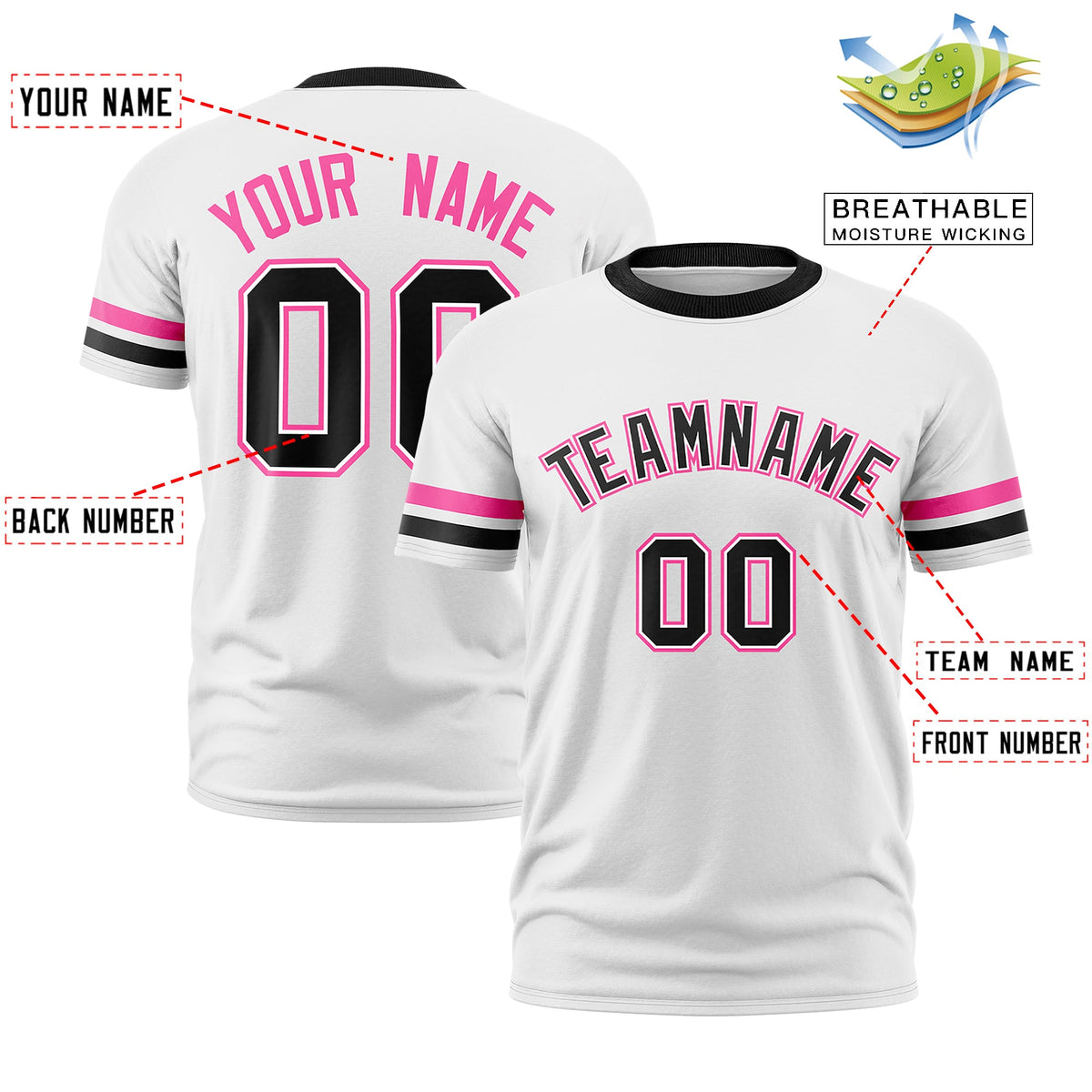 Custom White Black Classic Style Stripe Fashion T-shirt| KXKSHOP