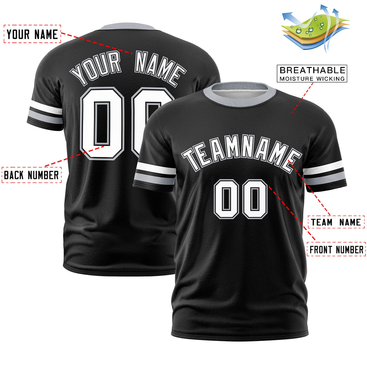 Custom Black Gray Classic Style Stripe Fashion T-shirt| KXKSHOP