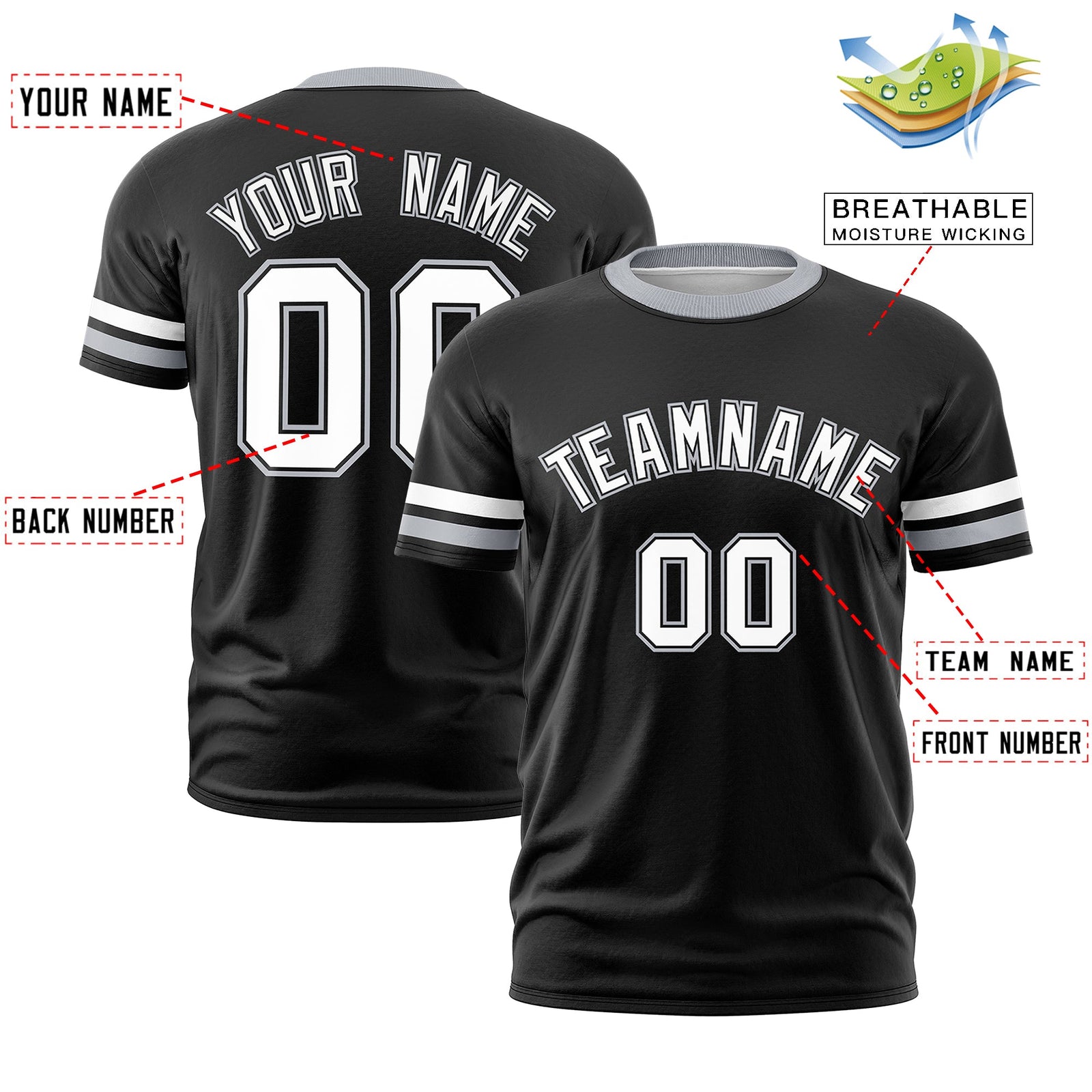 Custom Black Gray Classic Style Stripe Fashion T-shirt| KXKSHOP