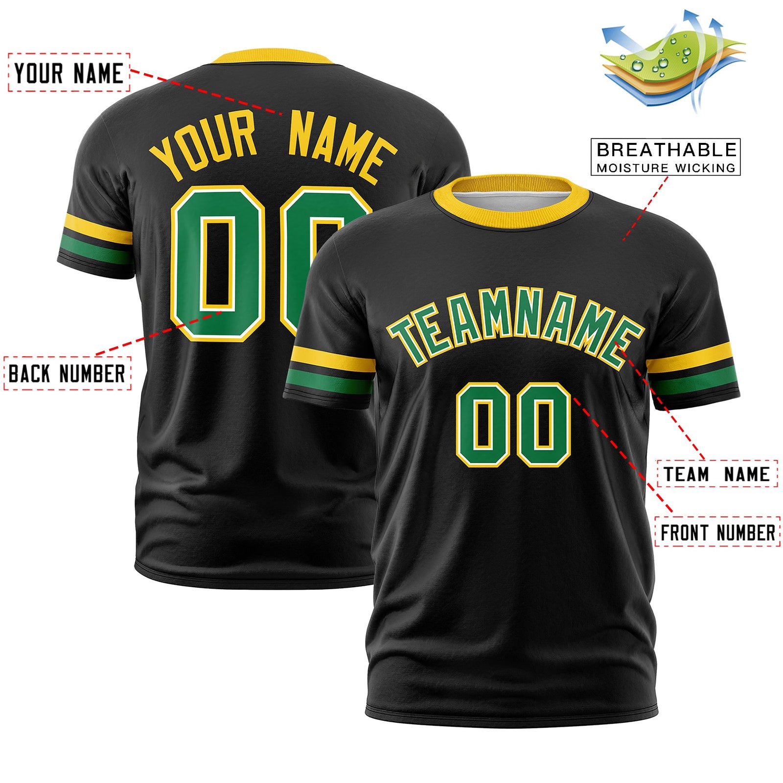 Custom Black Kelly Green Classic Style Stripe Fashion T-shirt| KXKSHOP