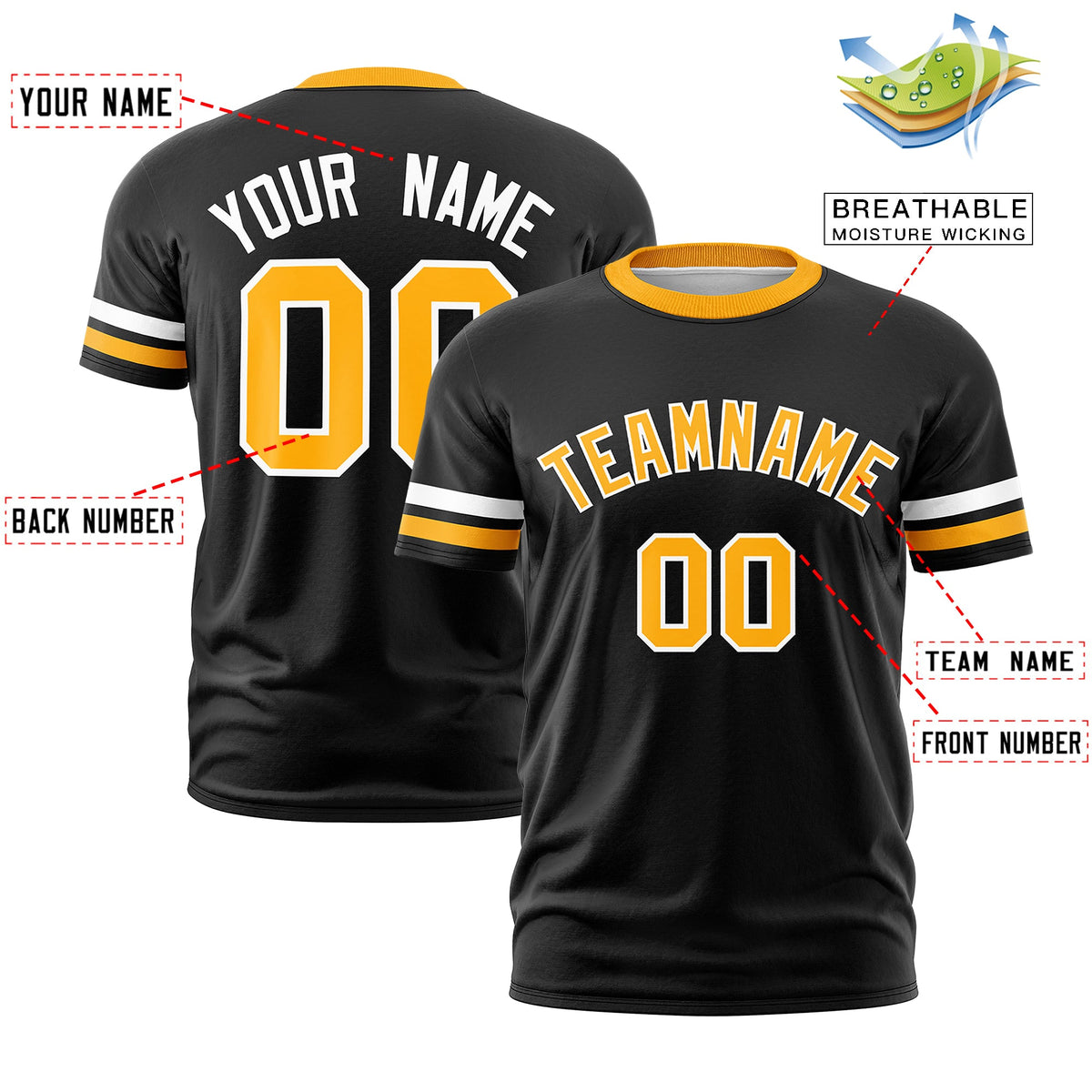 Custom Black Yellow Classic Style Stripe Fashion T-shirt| KXKSHOP