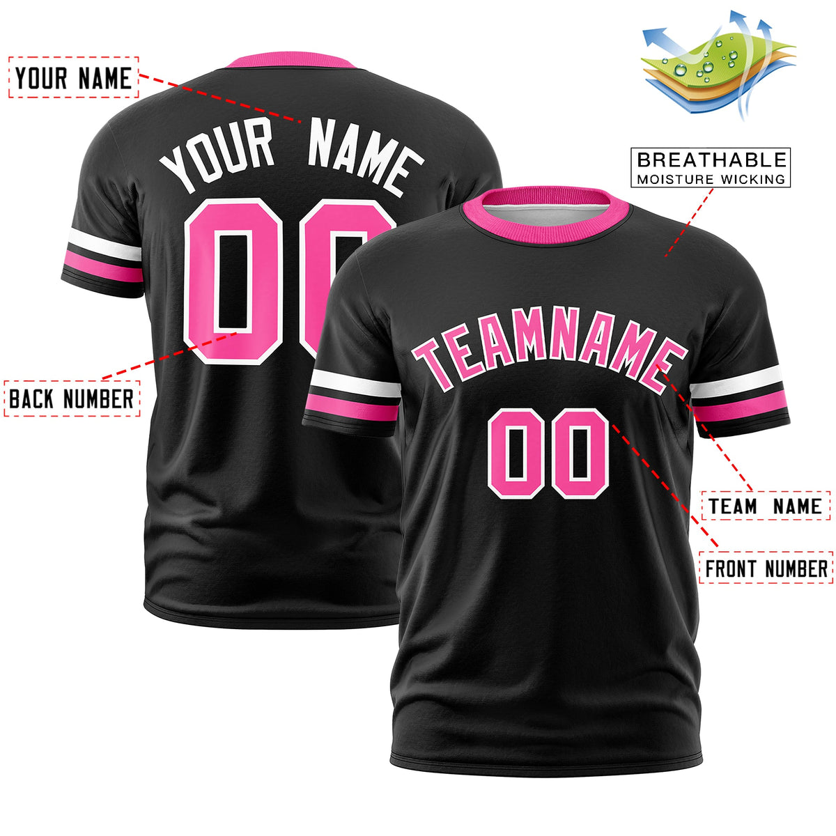 Custom Black Pink Classic Style Stripe Fashion T-shirt| KXKSHOP
