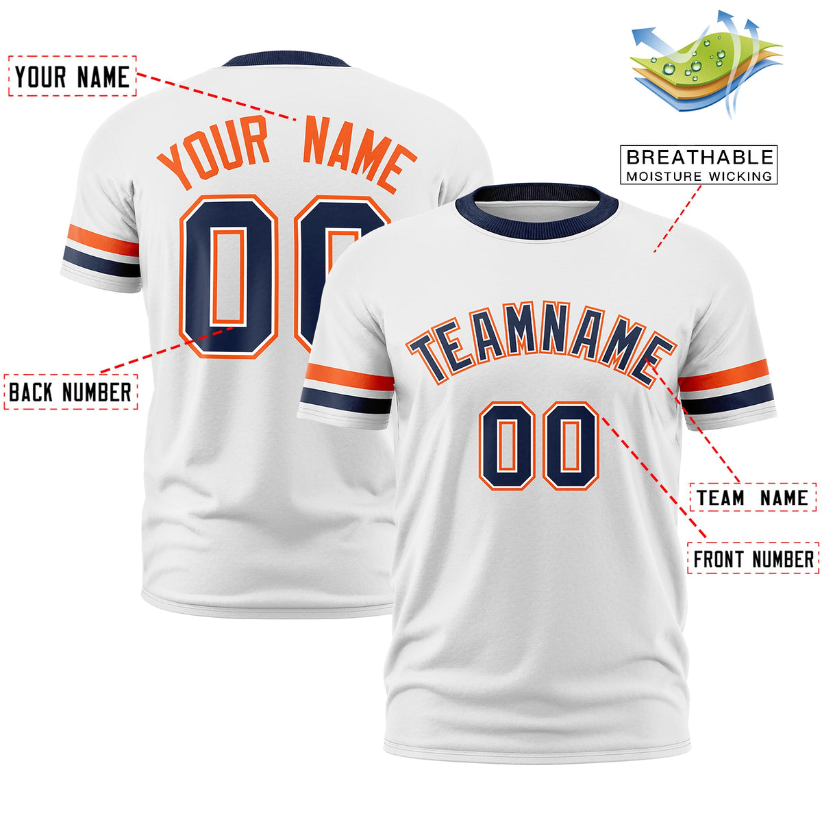 Custom White Navy Classic Style Stripe Fashion T-shirt| KXKSHOP
