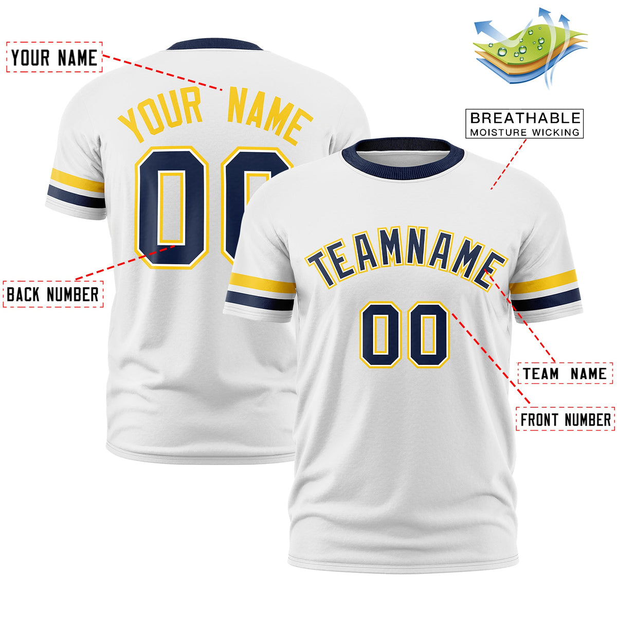 Custom White Navy Classic Style Stripe Fashion T-shirt| KXKSHOP