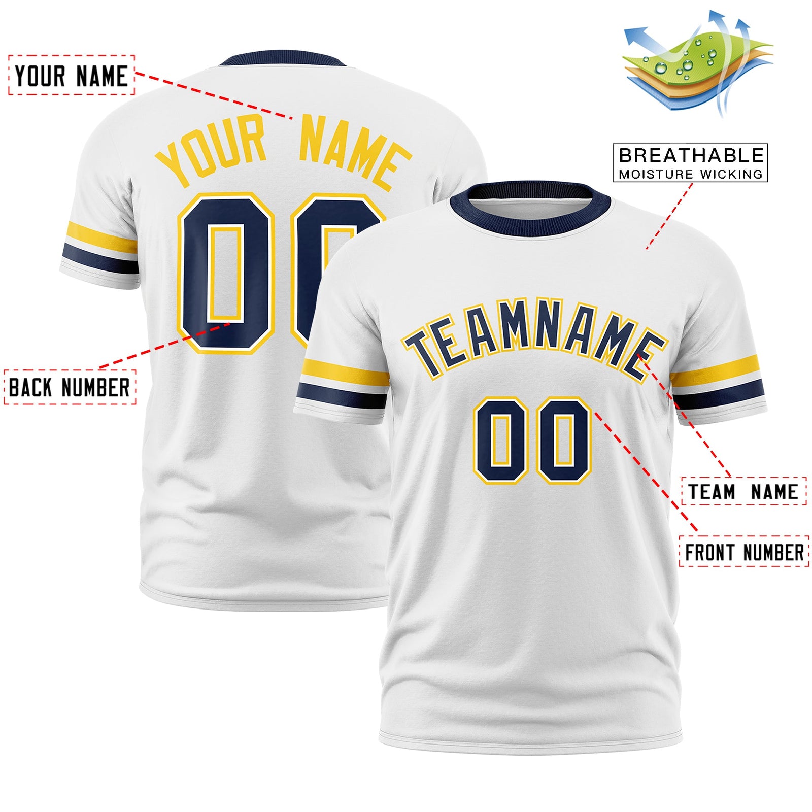 Custom White Navy Classic Style Stripe Fashion T-shirt| KXKSHOP