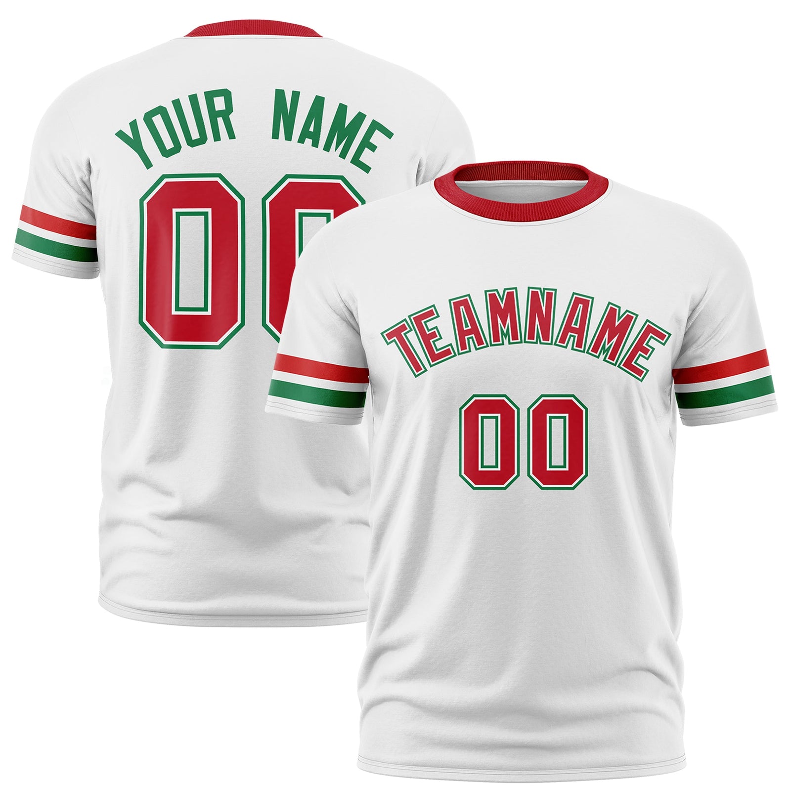 Custom White Kelly Green Classic Style Stripe Fashion T-shirt| KXKSHOP