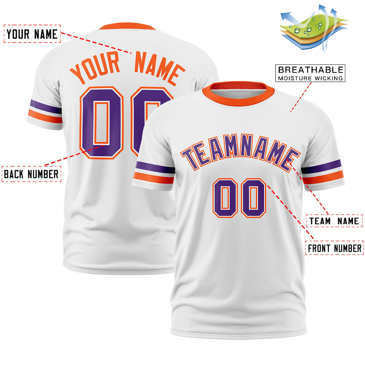 Custom White Orange Classic Style Stripe Fashion T-shirt| KXKSHOP