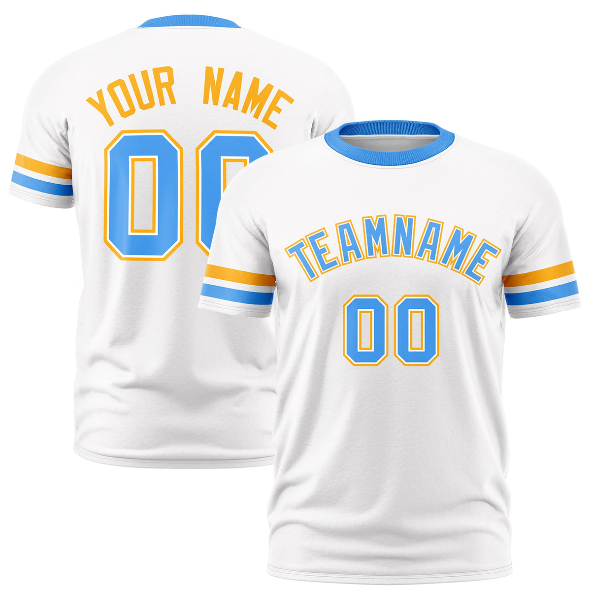 Custom White Powder Blue Classic Style Stripe Fashion T-shirt| KXKSHOP