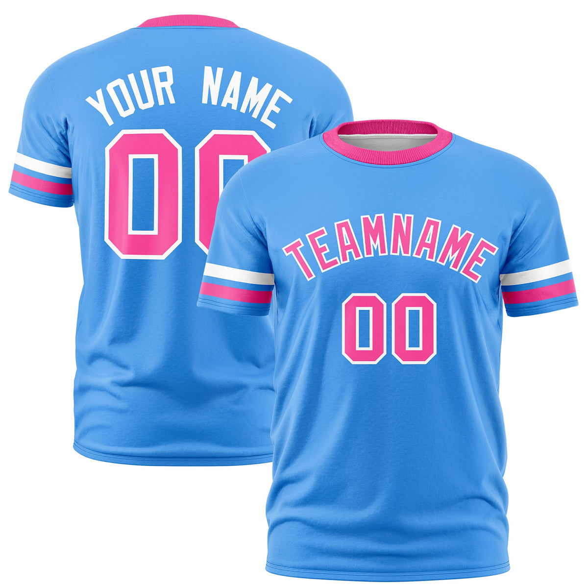 Custom Powder Blue Pink Classic Style Stripe Fashion T-shirt| KXKSHOP