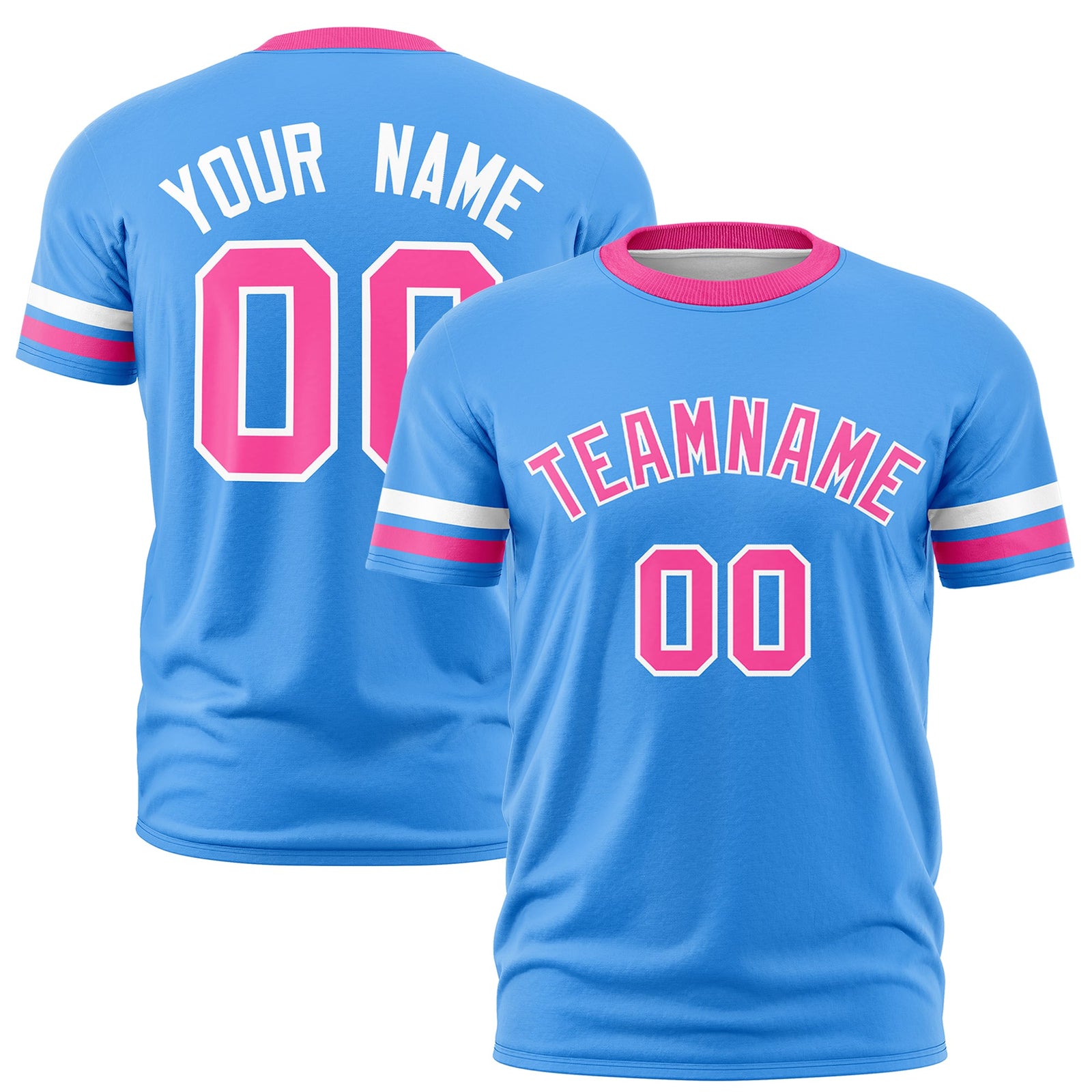 Custom Powder Blue Pink Classic Style Stripe Fashion T-shirt| KXKSHOP