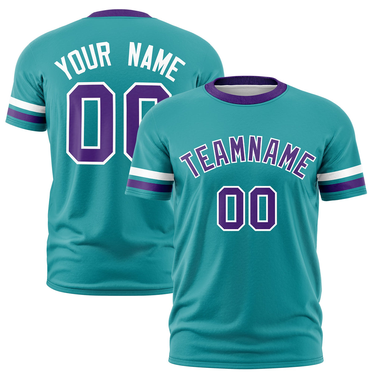 Custom Aqua Purple Classic Style Stripe Fashion T-shirt| KXKSHOP