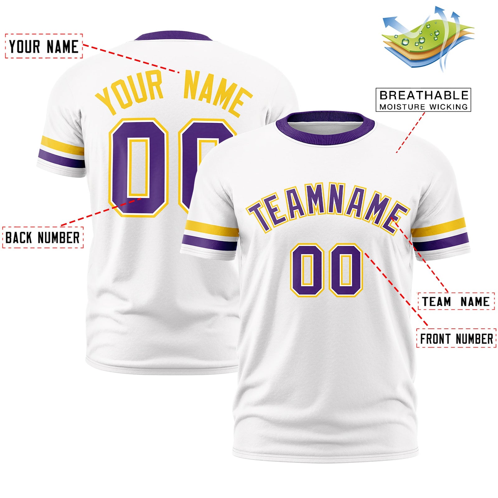 Custom White Purple Classic Style Stripe Fashion T-shirt| KXKSHOP