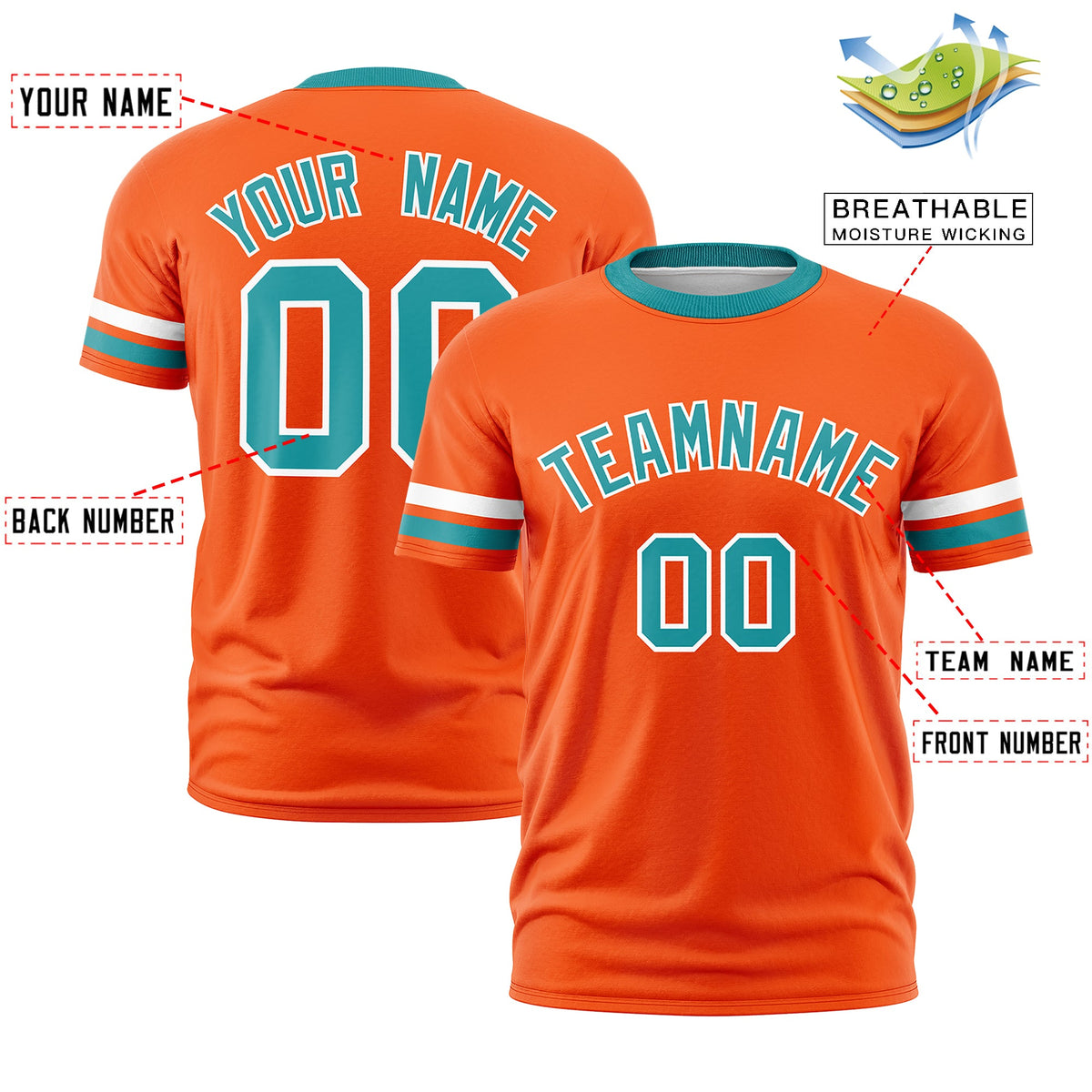 Custom Orange Aqua Classic Style Stripe Fashion T-shirt| KXKSHOP