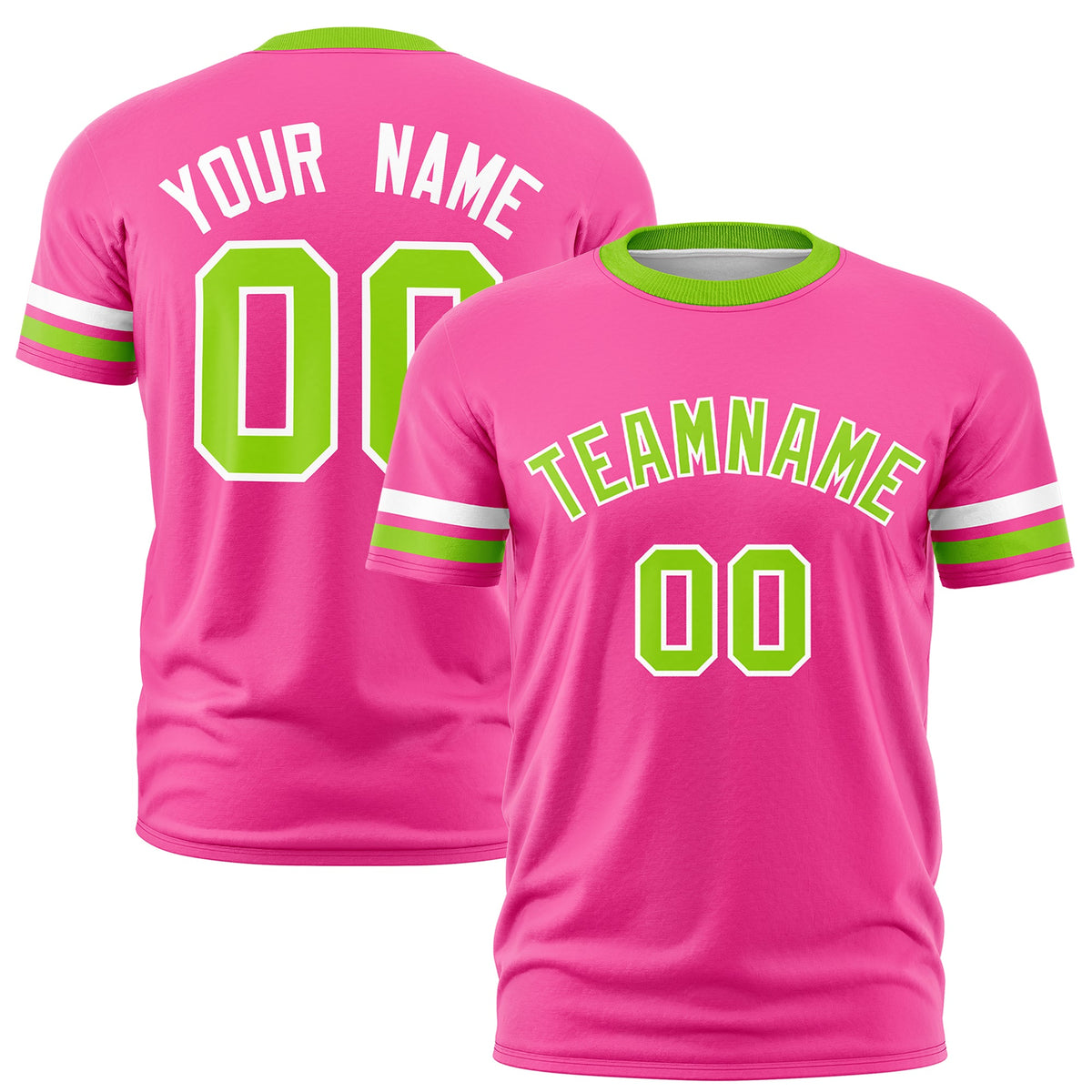Custom Pink Neon Green Classic Style Stripe Fashion T-shirt| KXKSHOP