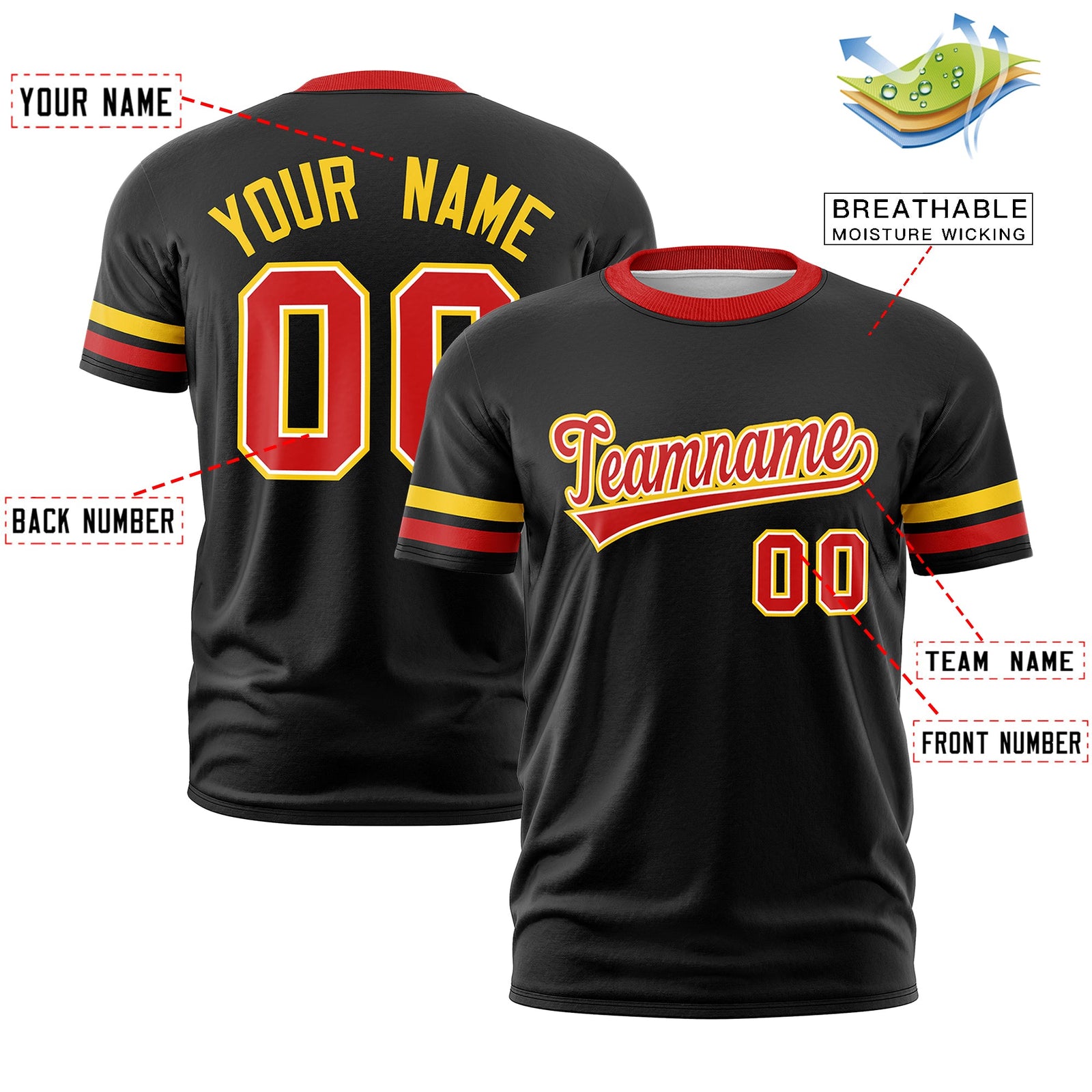Custom Black Red Classic Style Stripe Fashion T-shirt| KXKSHOP