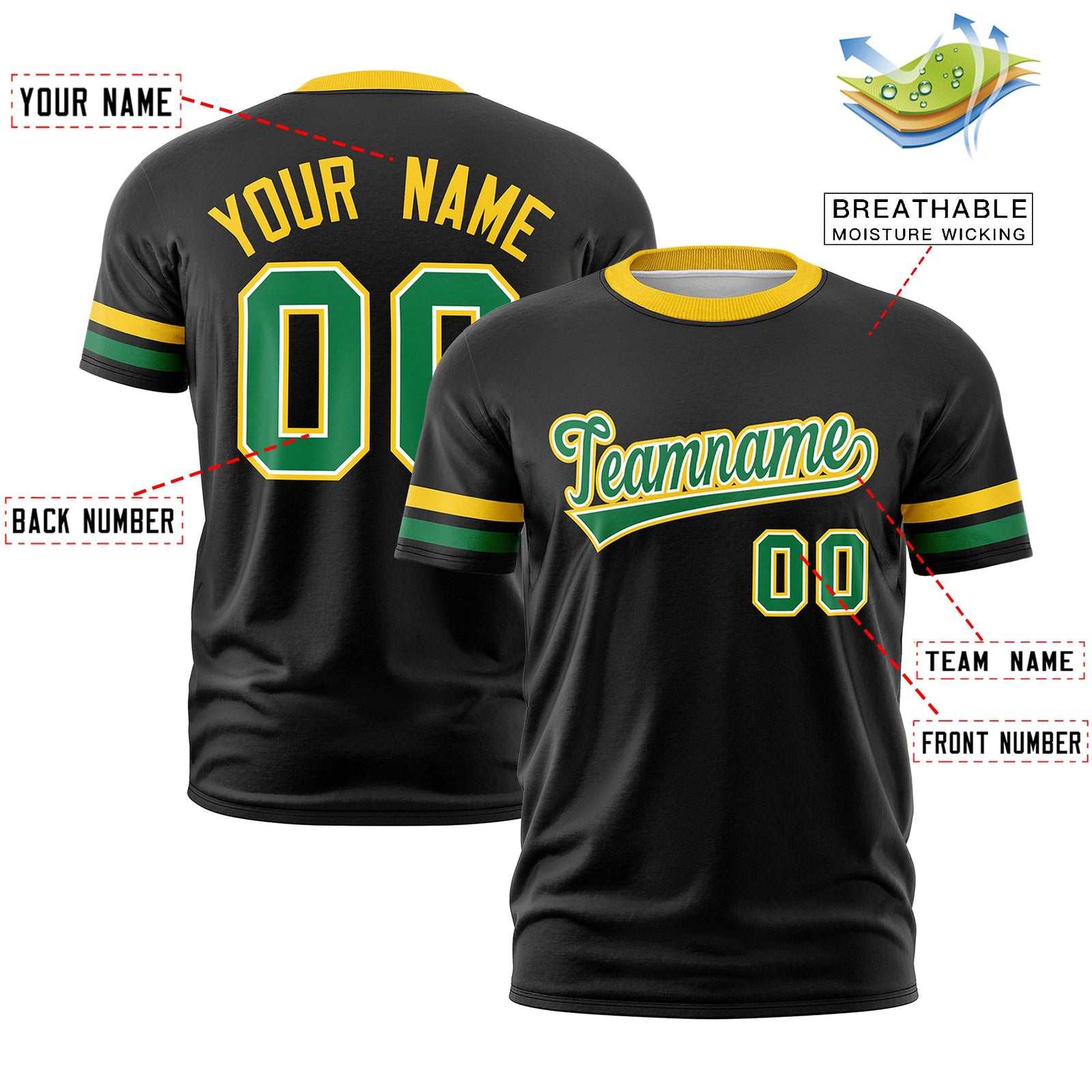 Custom Black Kelly Green Classic Style Stripe Fashion T-shirt| KXKSHOP