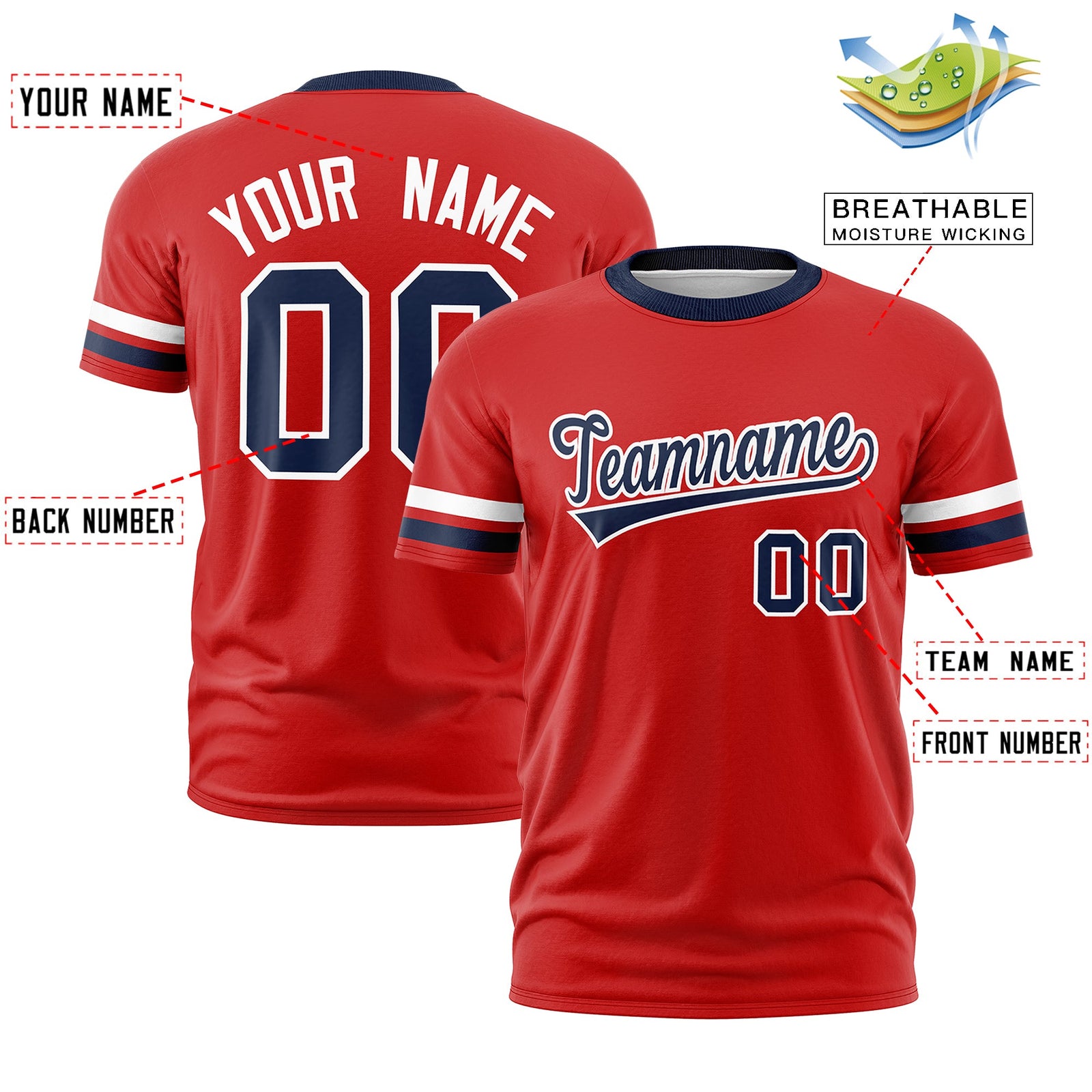 Custom Red Navy Classic Style Stripe Fashion T-shirt| KXKSHOP
