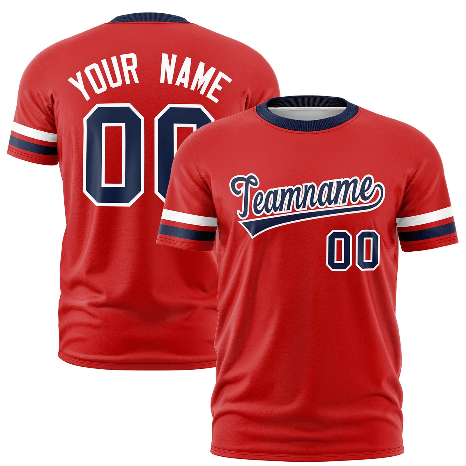 Custom Red Navy Classic Style Stripe Fashion T-shirt| KXKSHOP