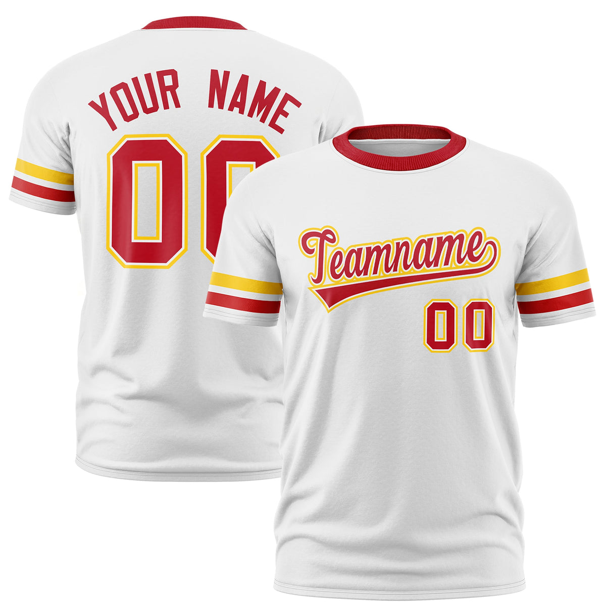 Custom White Red Classic Style Stripe Fashion T-shirt| KXKSHOP