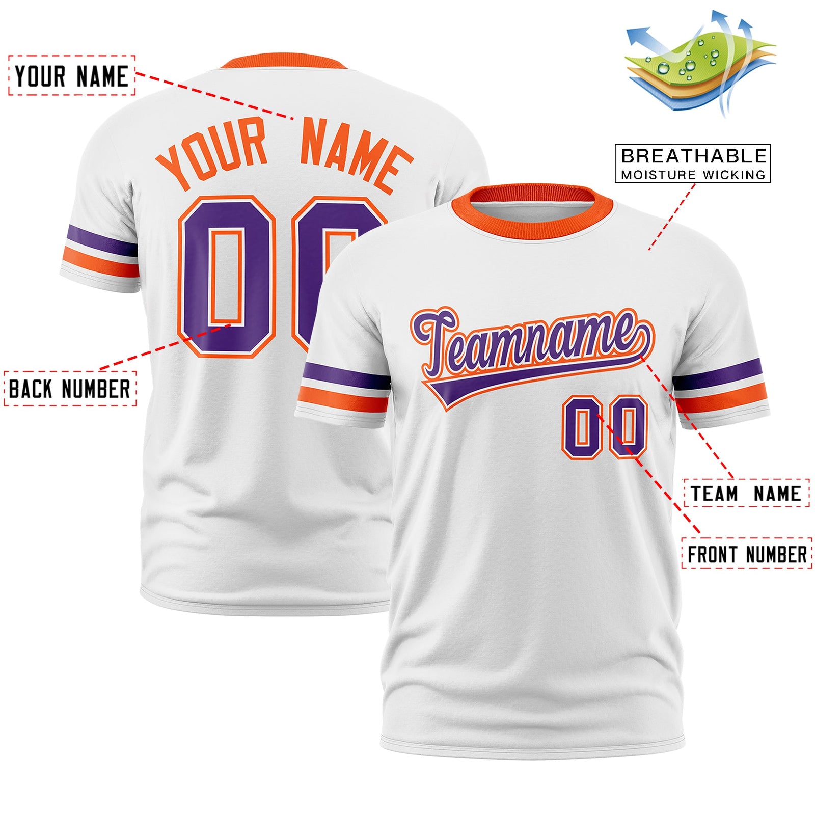 Custom White Orange Classic Style Stripe Fashion T-shirt| KXKSHOP