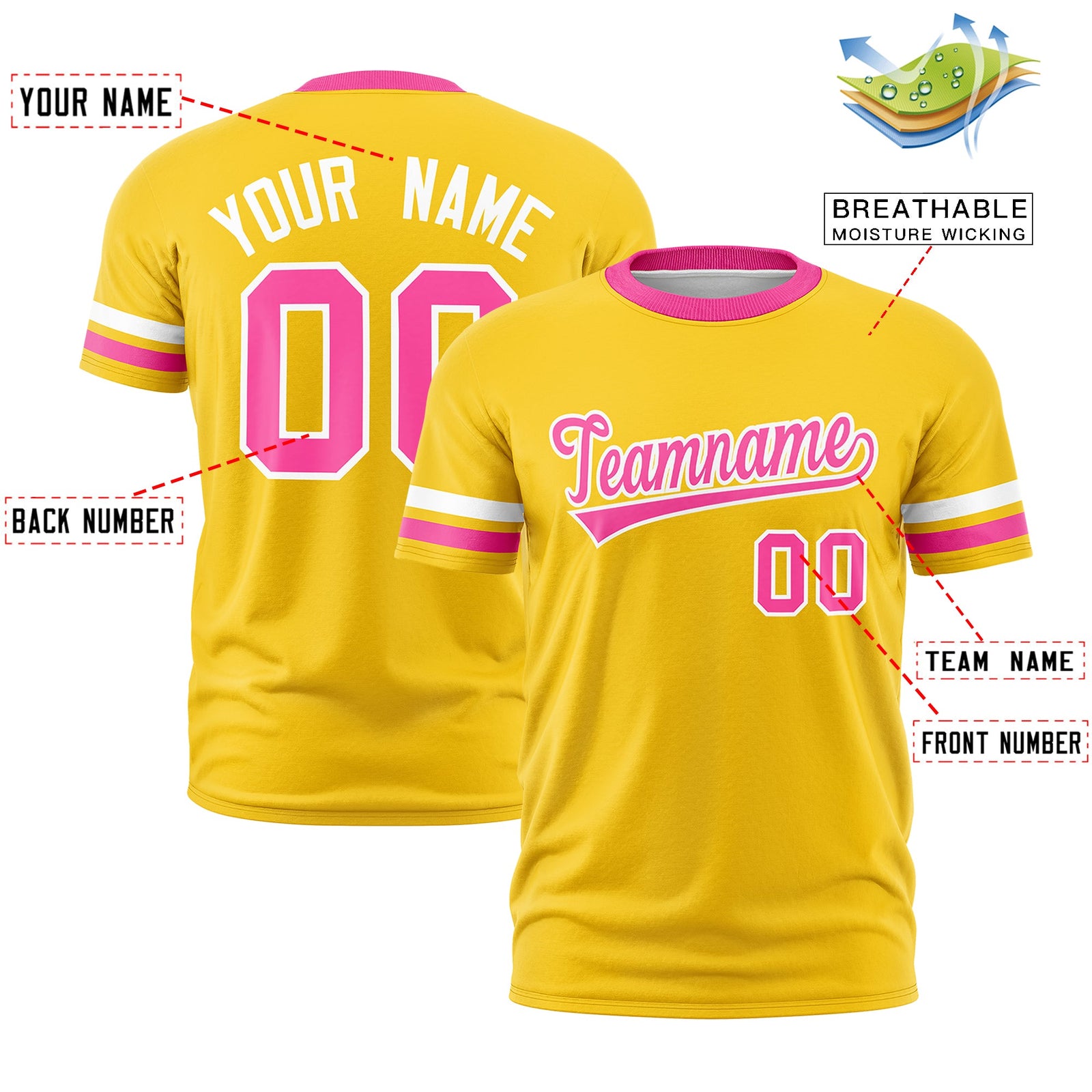 Custom Gold Pink Classic Style Stripe Fashion T-shirt| KXKSHOP