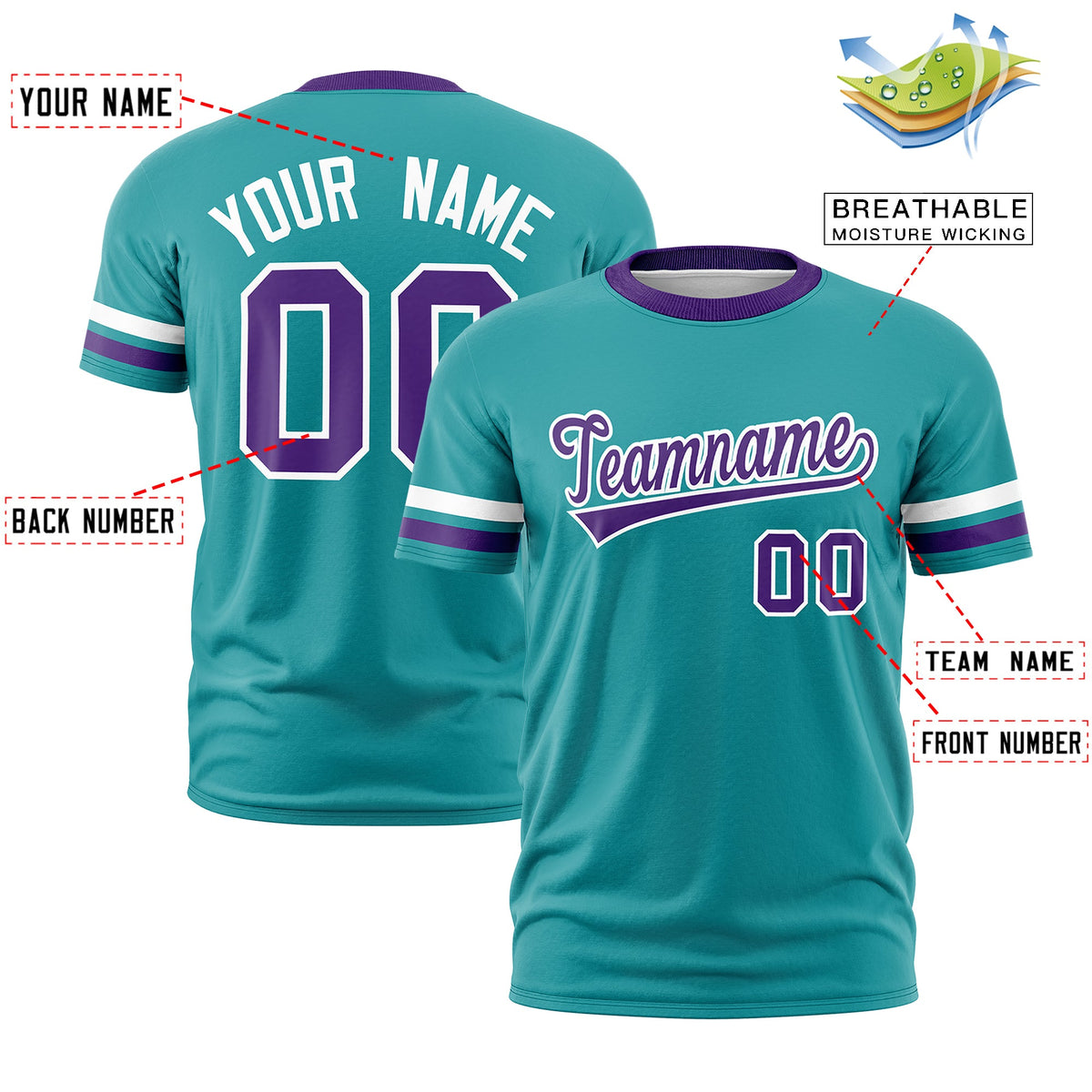 Custom Aqua Purple Classic Style Stripe Fashion T-shirt| KXKSHOP