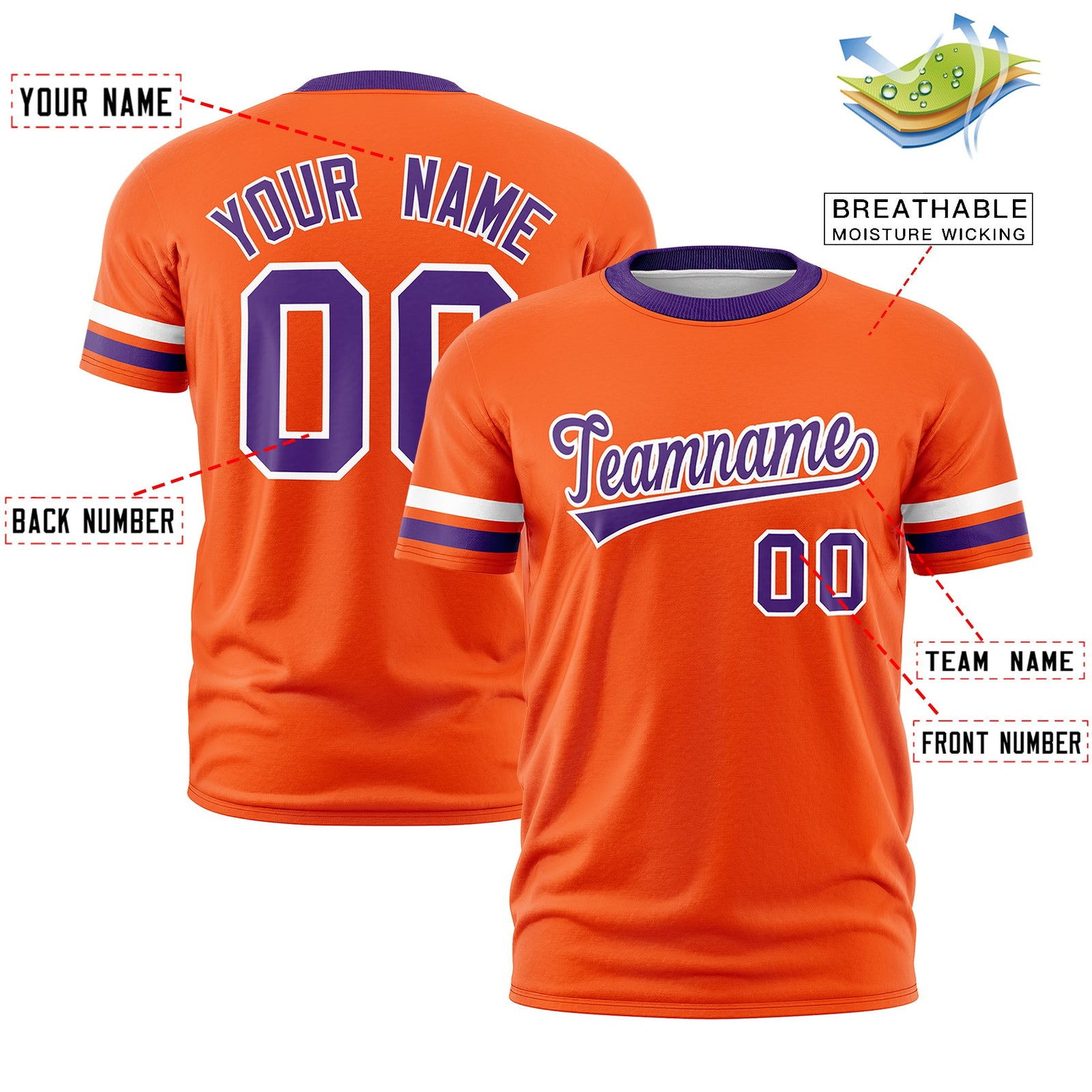Custom Orange Purple Classic Style Stripe Fashion T-shirt| KXKSHOP