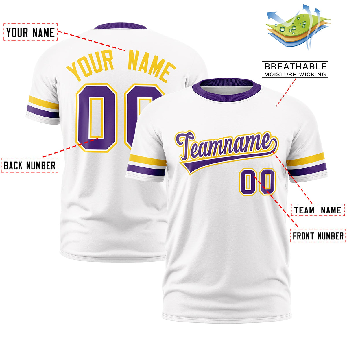 Custom White Purple Classic Style Stripe Fashion T-shirt| KXKSHOP