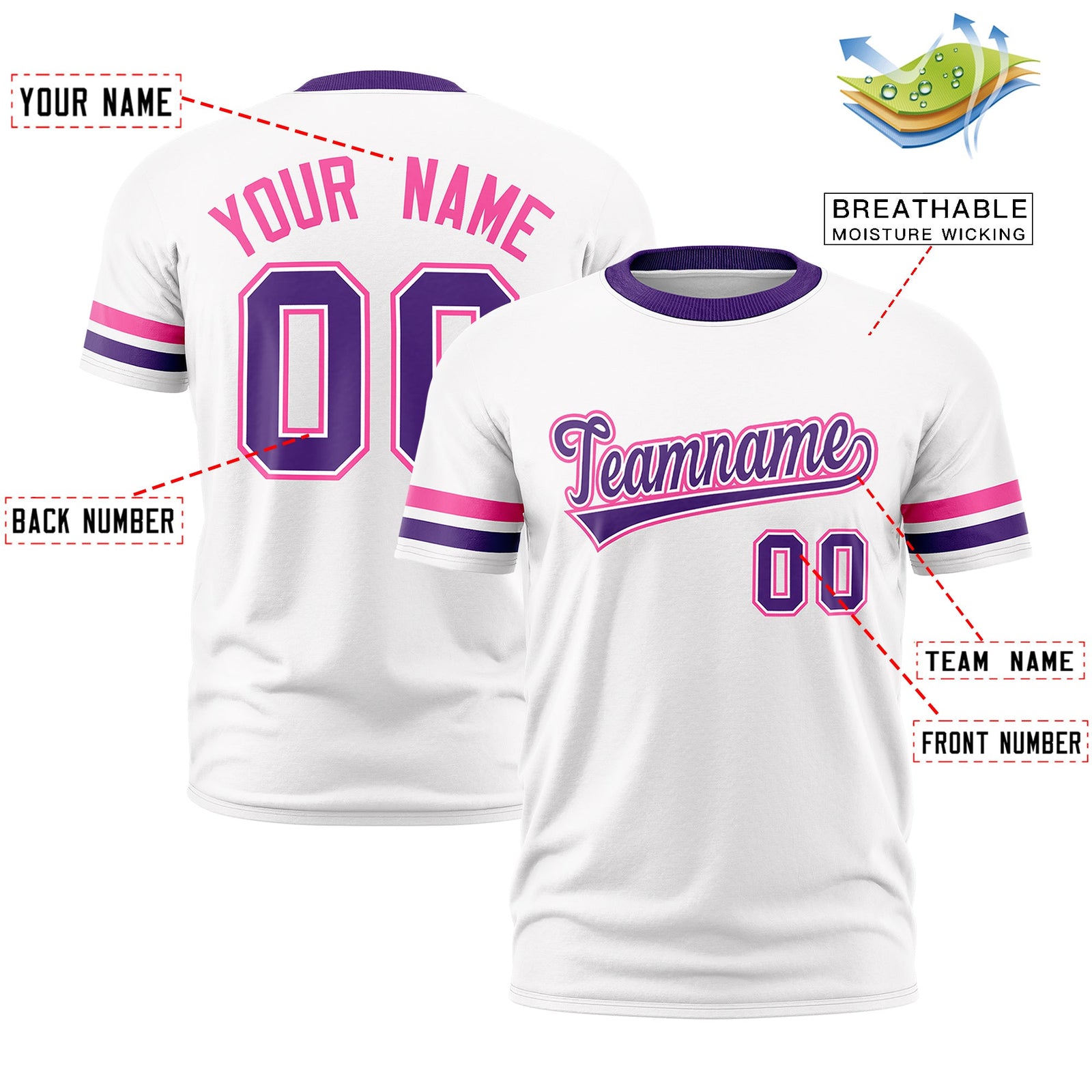 Custom White Purple Classic Style Stripe Fashion T-shirt| KXKSHOP