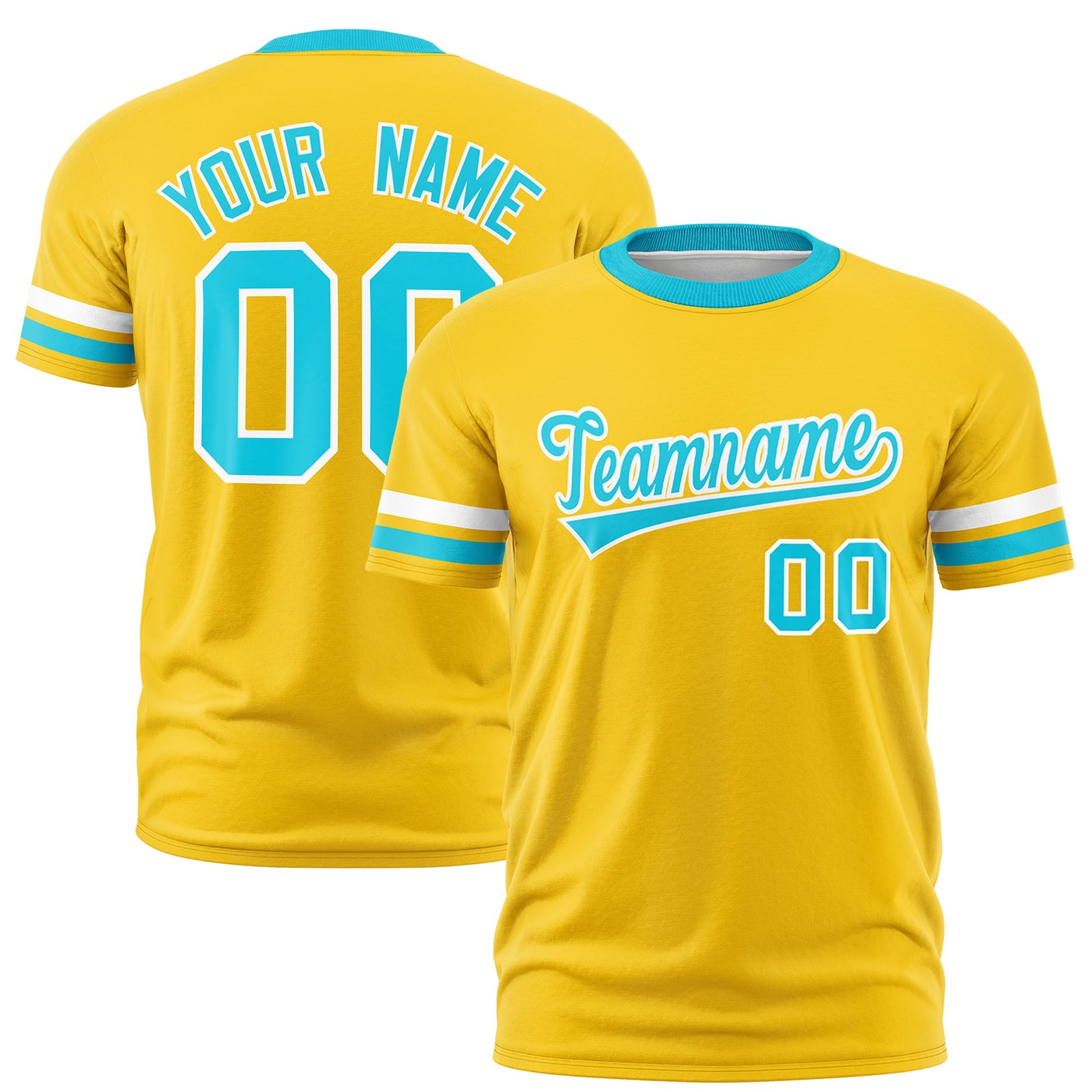 Custom Gold Sky Blue Classic Style Stripe Fashion T-shirt| KXKSHOP