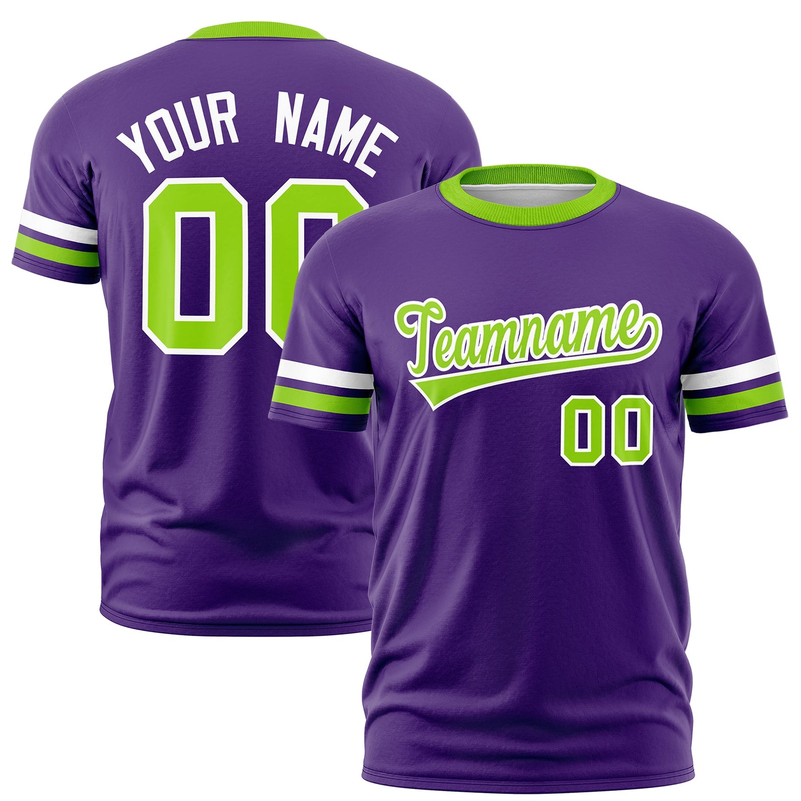 Custom Purple Neon Green Classic Style Stripe Fashion T-shirt| KXKSHOP