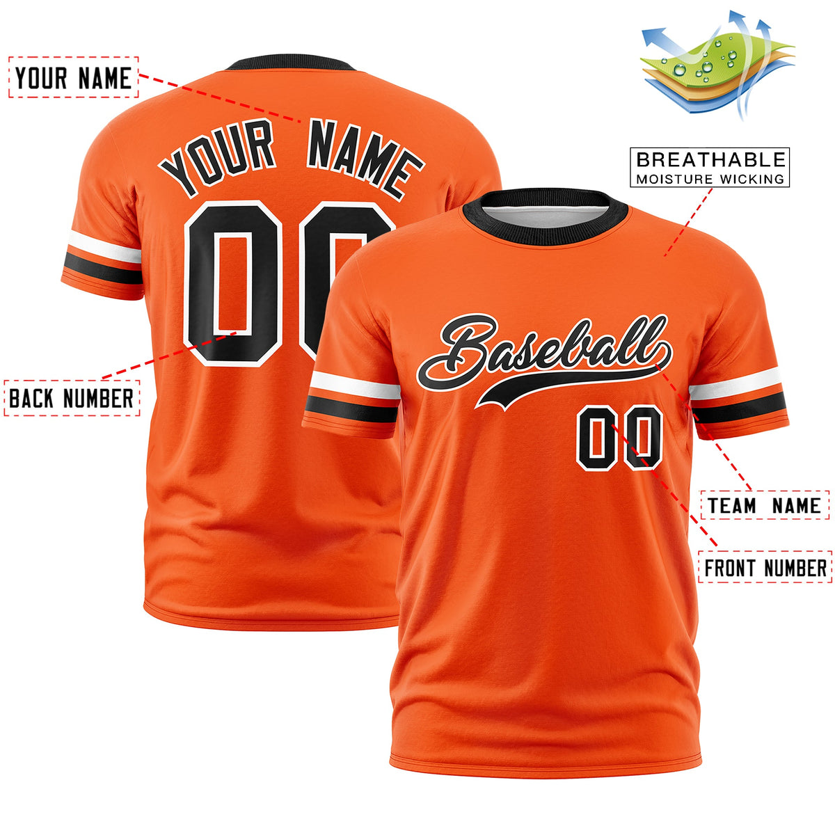 Custom Orange Black Classic Style Stripe Fashion T-shirt| KXKSHOP