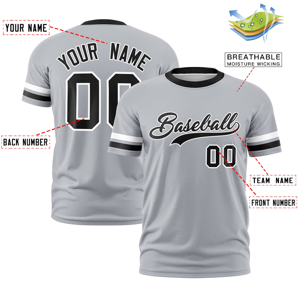 Custom Gray Black Classic Style Stripe Fashion T-shirt| KXKSHOP