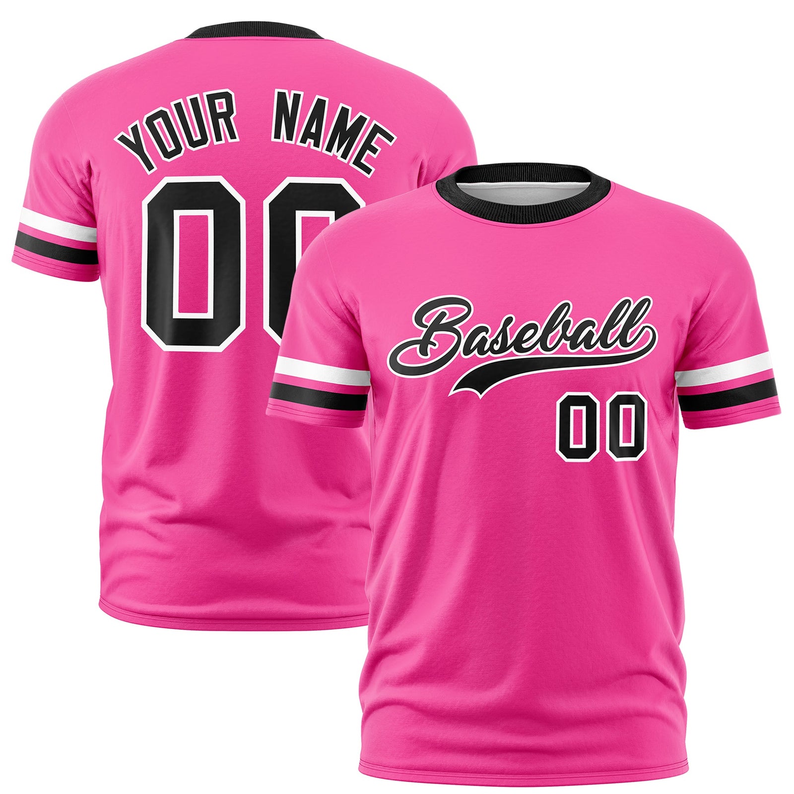 Custom Pink Black Classic Style Stripe Fashion T-shirt| KXKSHOP