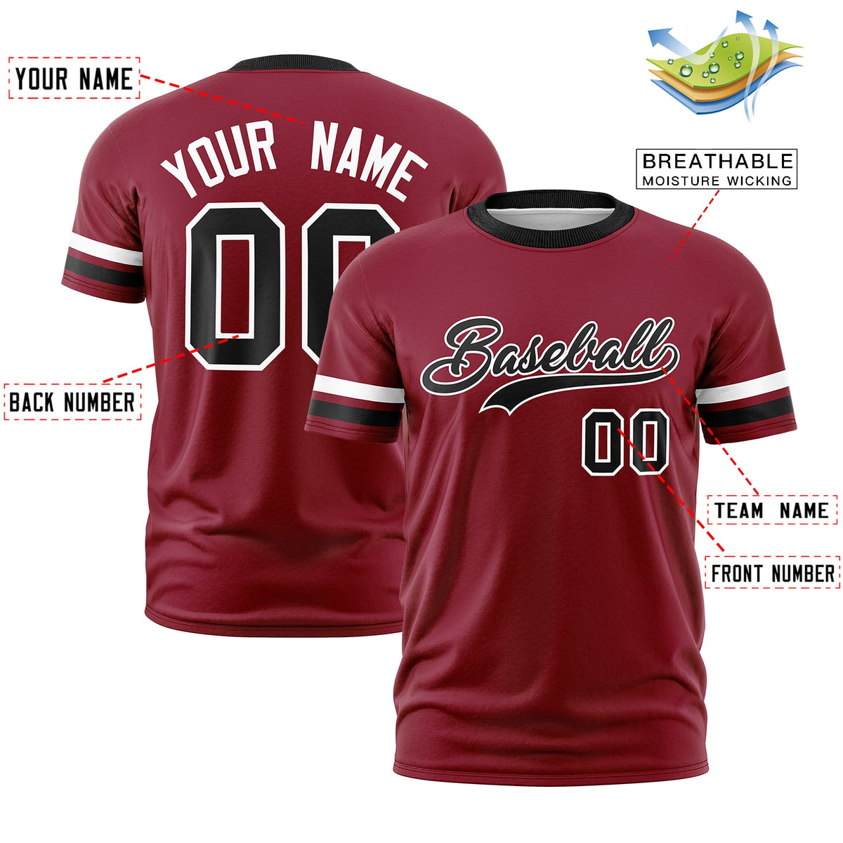 Custom Crimson Black Classic Style Stripe Fashion T-shirt| KXKSHOP