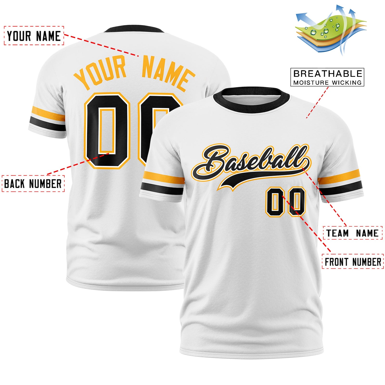 Custom White Black Classic Style Stripe Fashion T-shirt| KXKSHOP